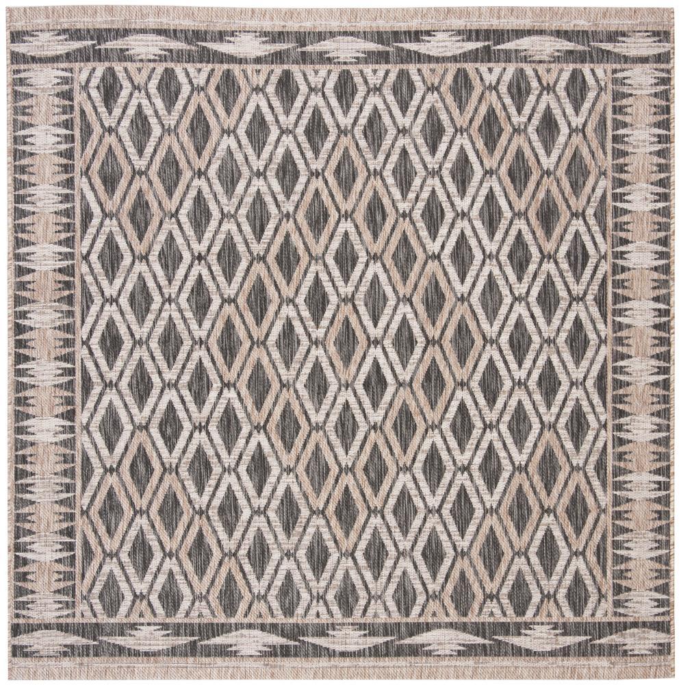 Courtyard CY8531 Power Loomed Indoor/Outdoor Area Rug - Black/Natural - 6'7"x6'7" - Safavieh.