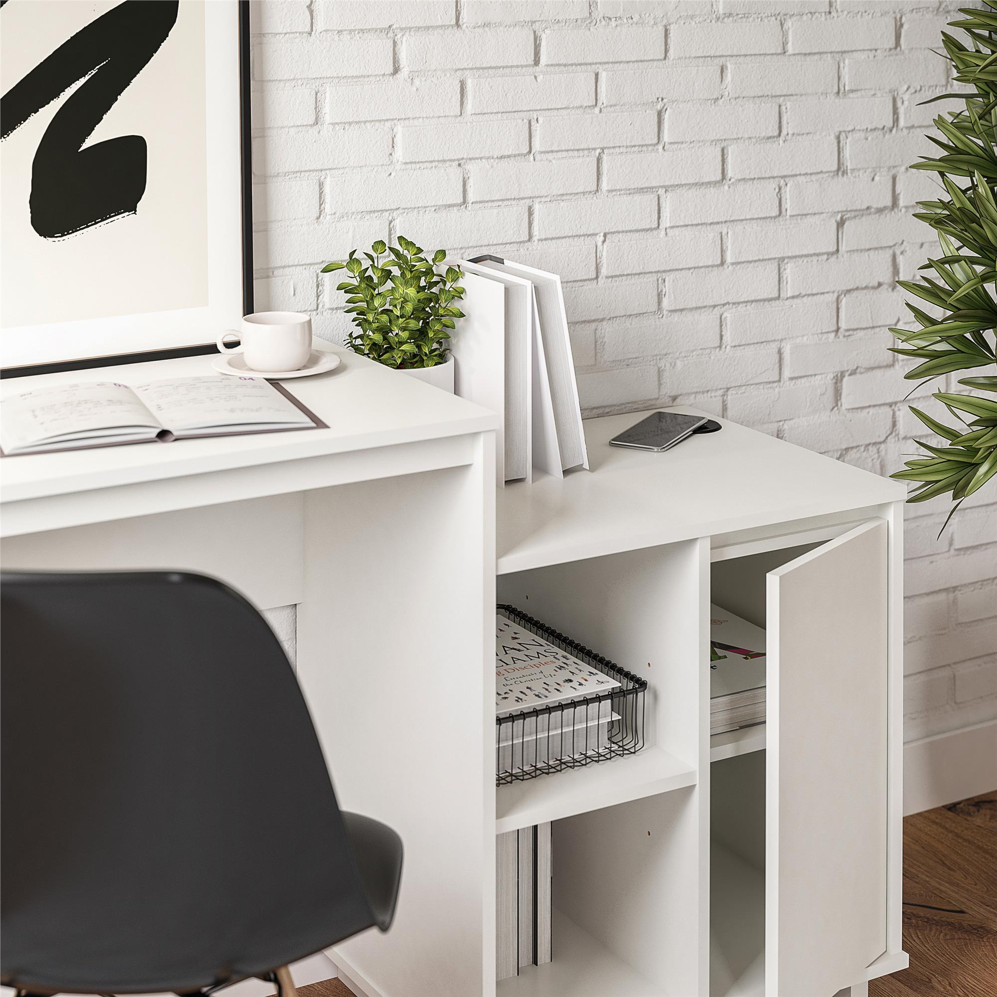 Ravelston White Wood Computer Desk with Filing Cabinet