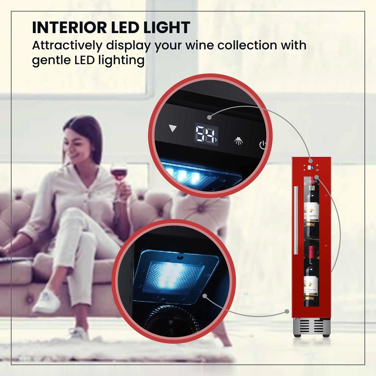 9 bottle Built-in/Freestanding Wine Ref with 7 color LED Lights