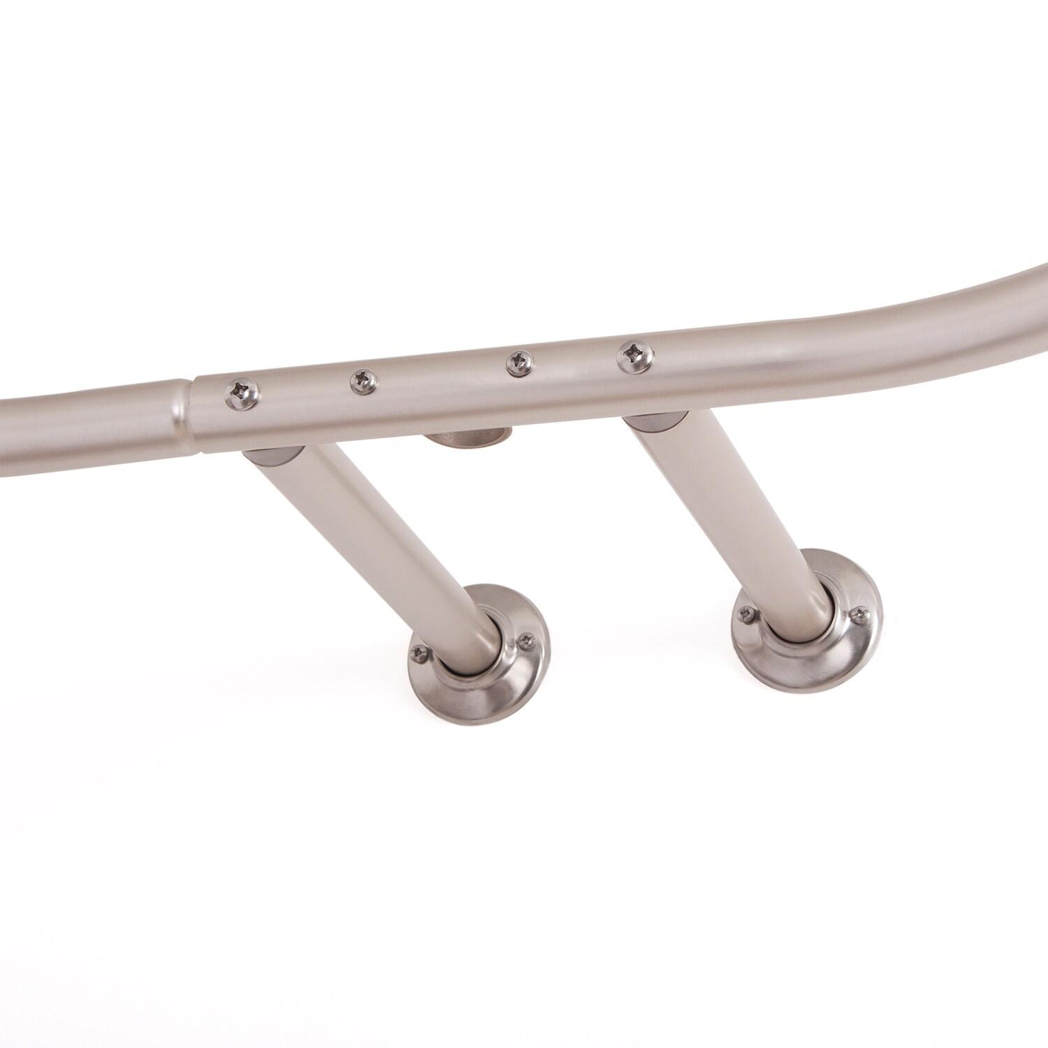 Utopia Alley Rustproof 54" L D-Shaped Fixed Shower Curtain Rod & Hook Set