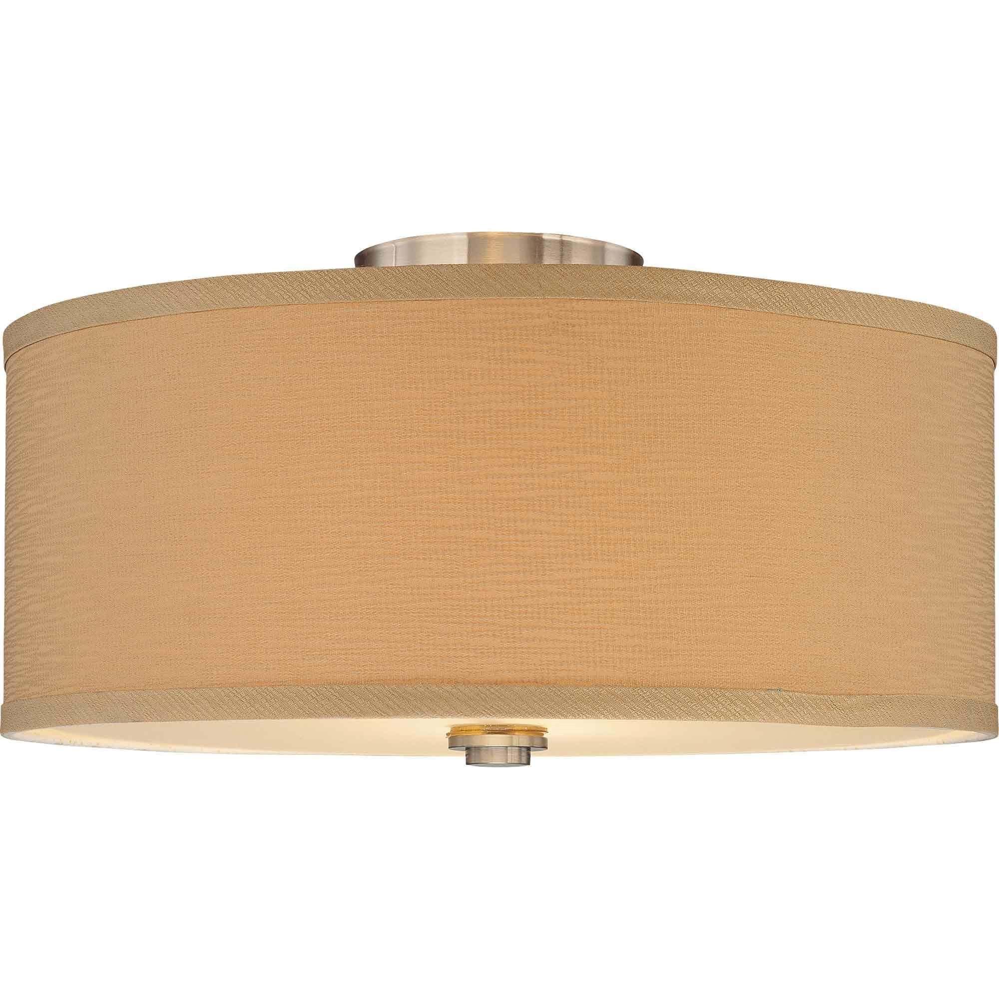 Monument Flush Mount Ceiling Fixture, Brushed Nickel, 16-1/4 In., Uses (2) 100-Watt Medium Base Lamps*