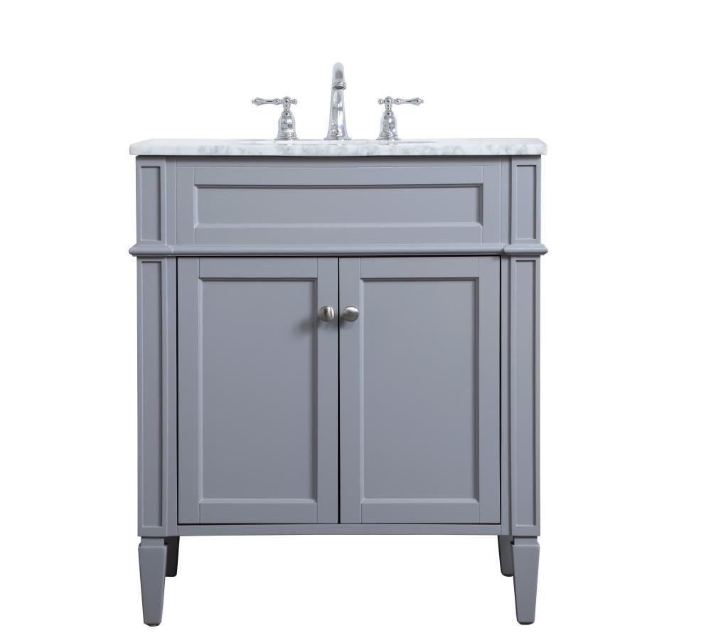 Elegant Decor Williams 30" Single Marble Top Bathroom Vanity in Gray