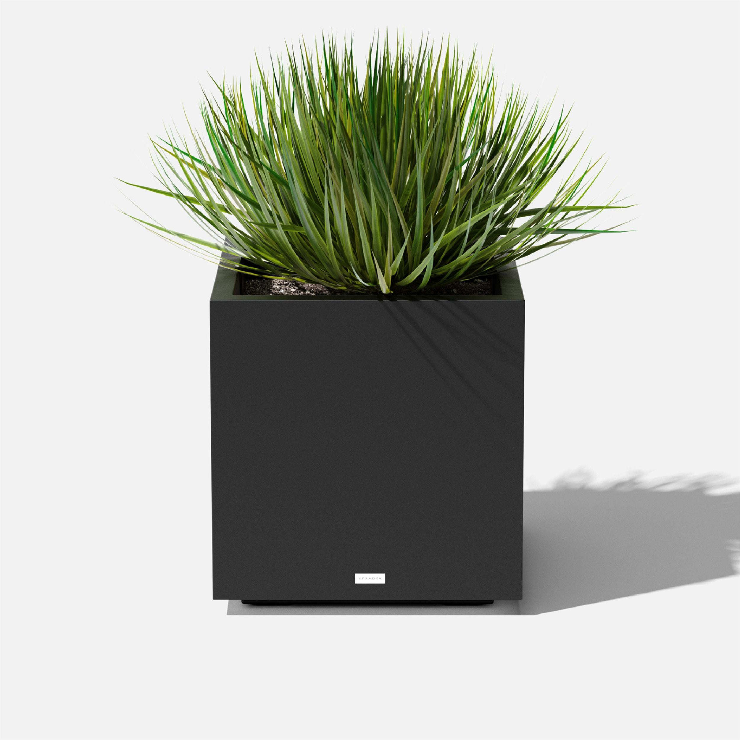 Veradek Block Series Cube Medium 22" Plastic Planter - Black