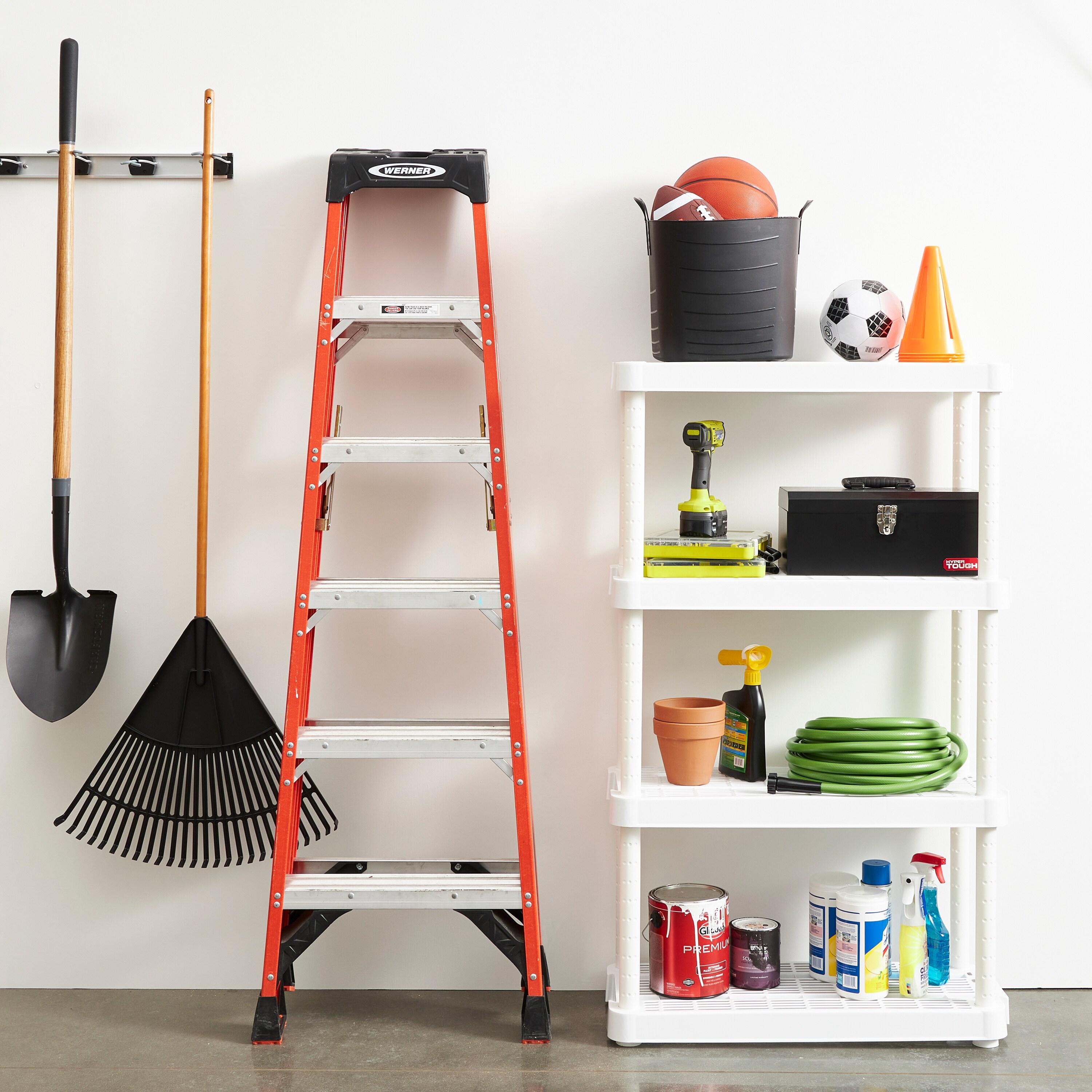 Gracious Living 4 Shelf Adjustable Height Medium Duty Storage Unit 14 x 32 x 54.5" Organizer for Home, Garage, Basement, & Laundry, White (3 Pack)