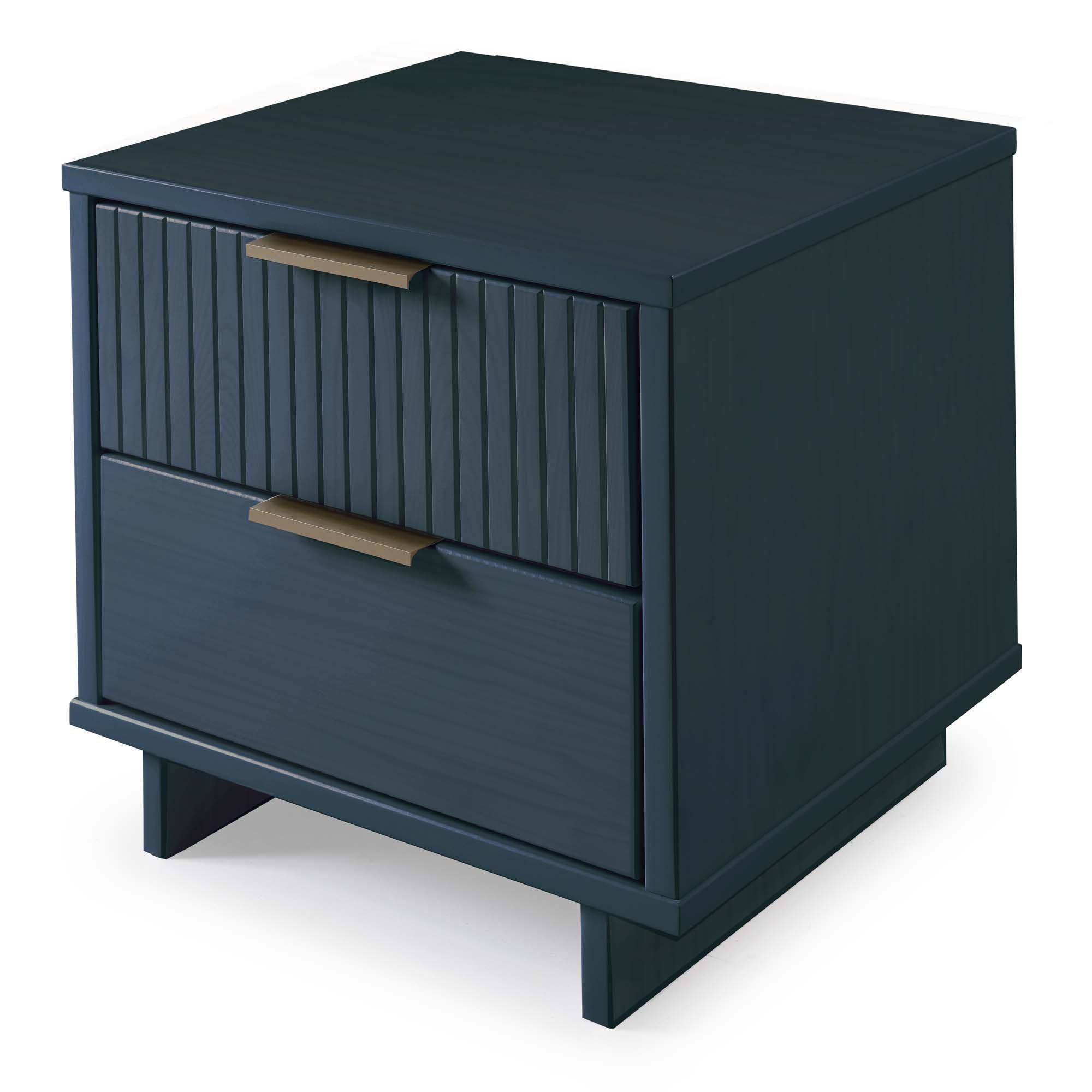Granville Modern 2 Drawer Nightstand Midnight Blue - Manhattan Comfort: Soft Close, UV Finish, Metal Handles