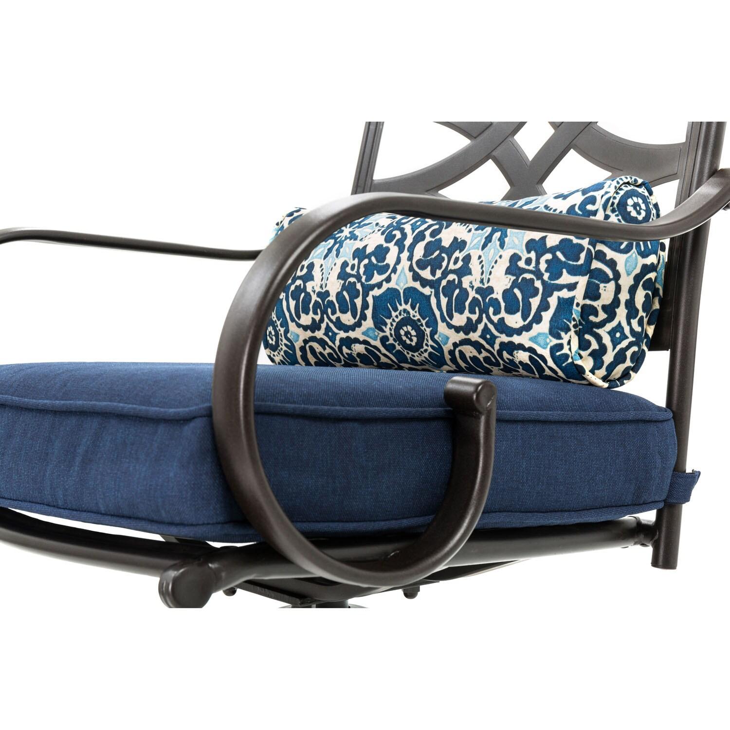 Hanover Montclair 3 Pcs Steel Outdoor High-Dining Set, Navy Blue