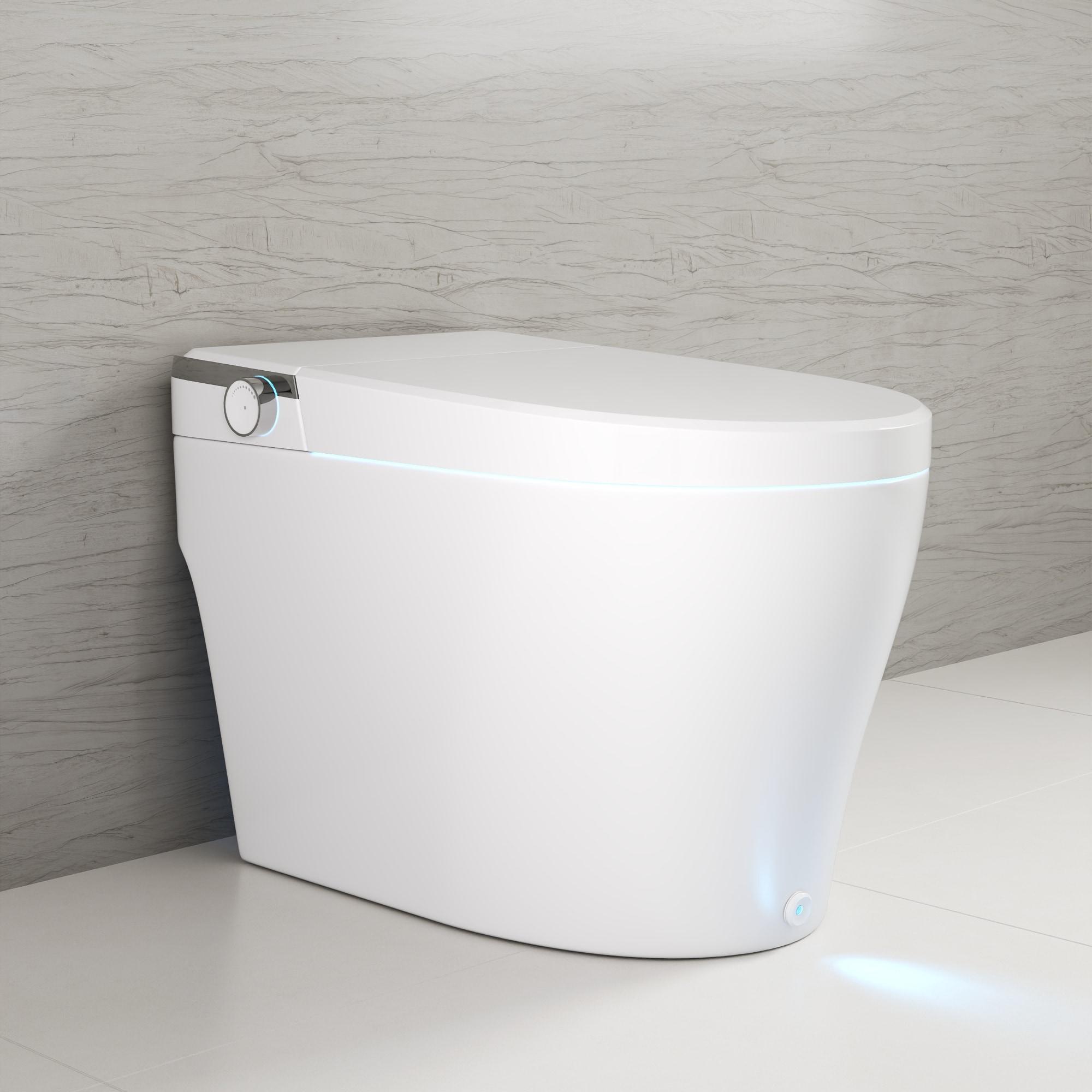 DeerValley Smart Toilet Elongated 1 Piece 1.28GPF  Fully Glazed Toilet with Heated Seat & Foot Kick Flush & Night Light DV-1S0029-V1