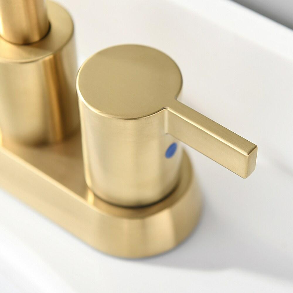 Brushed Gold 4-Inch Centerset Bathroom Faucet with Swivel Spout