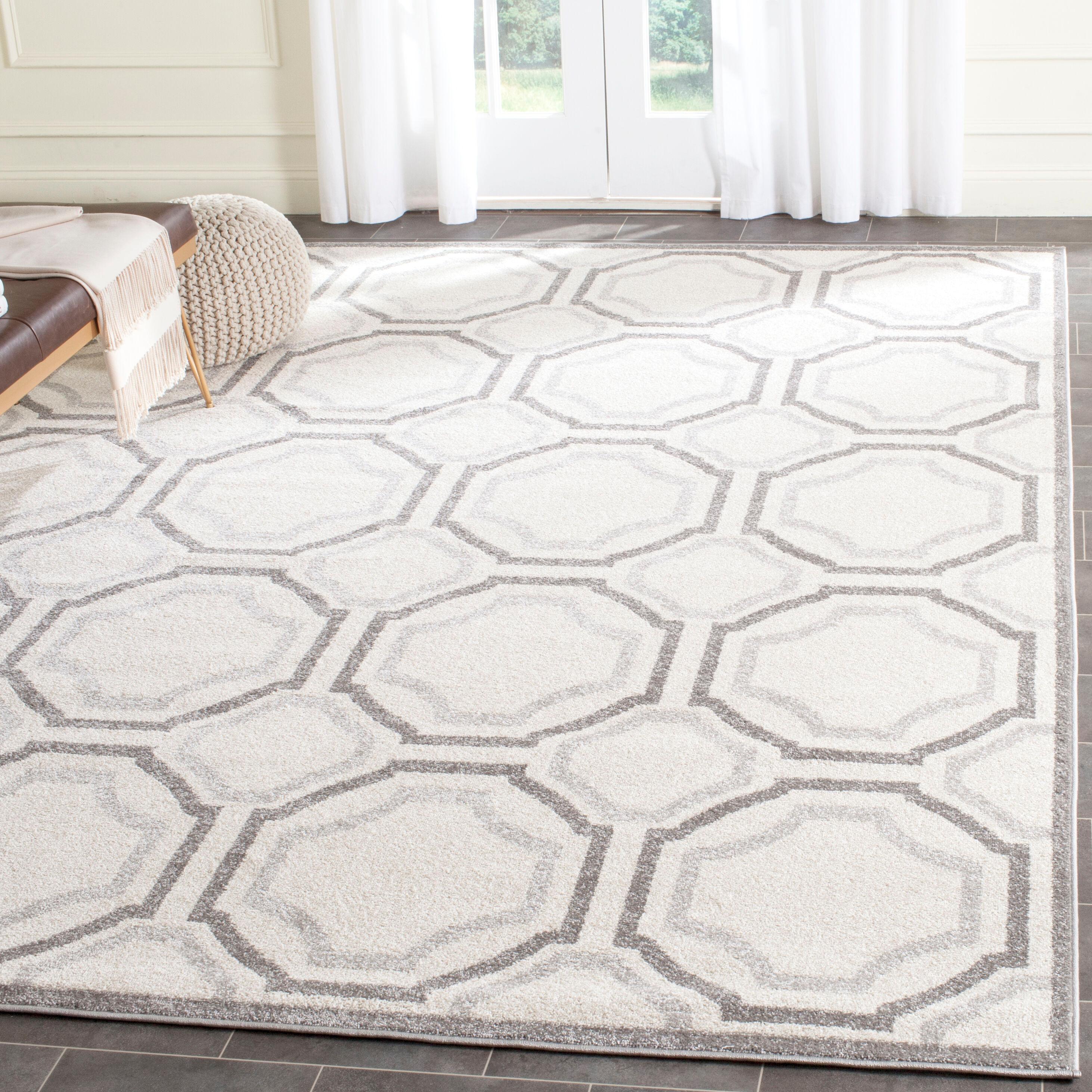 SAFAVIEH Amherst Winnie Geometric Area Rug, Ivory/Light Grey, 9' x 12'