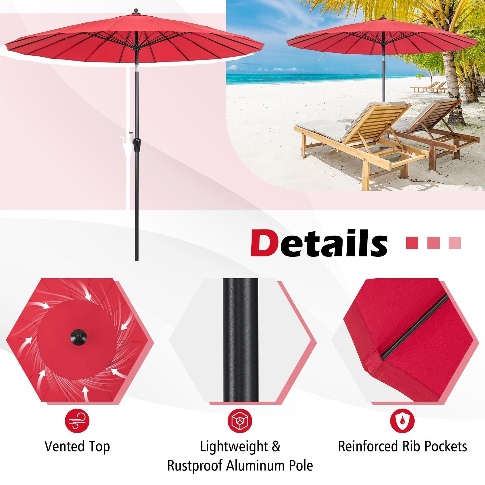 Spaco 9 Feet Round Patio Umbrella with 18 Fiberglass Ribs-Wine, Patio Offset Umbrella with Easy Tilt Adjustment, Outdoor Cantilever Hanging Umbrella