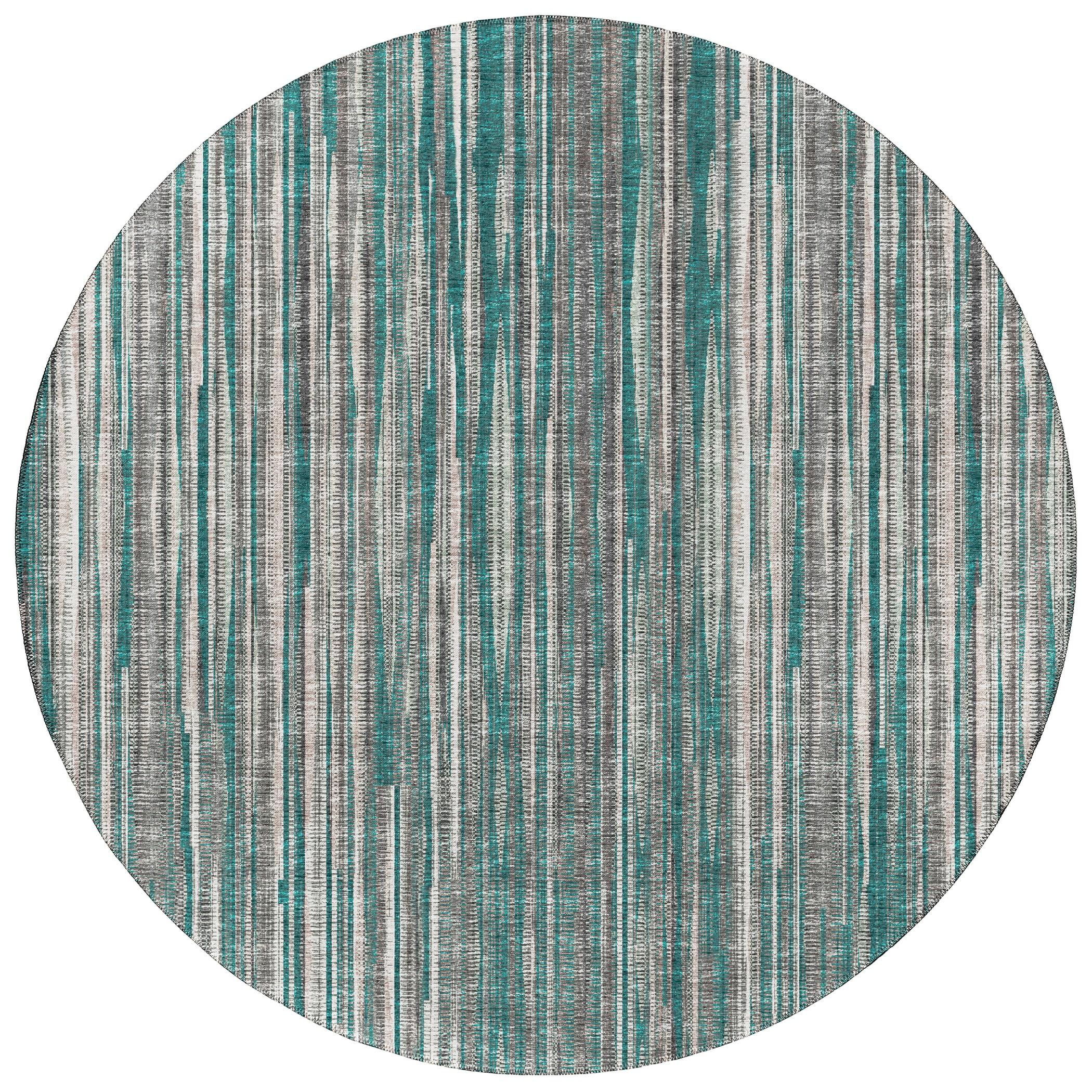 Addison Rugs Waverly Peacock Contemporary Striped 8' x 8' Round Rug Peacock AWA31