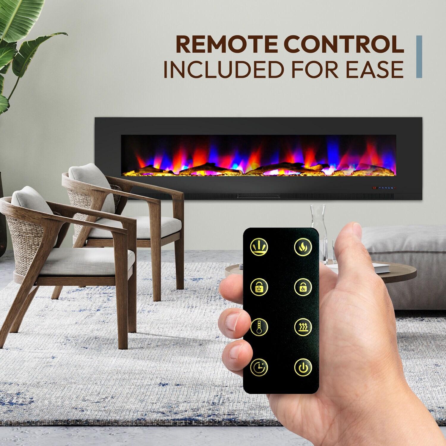 Cambridge Cambridge Wall Mount Electric Fireplace Heater with Remote Control for Indoor Use in Living Room, Bedroom, Home Office