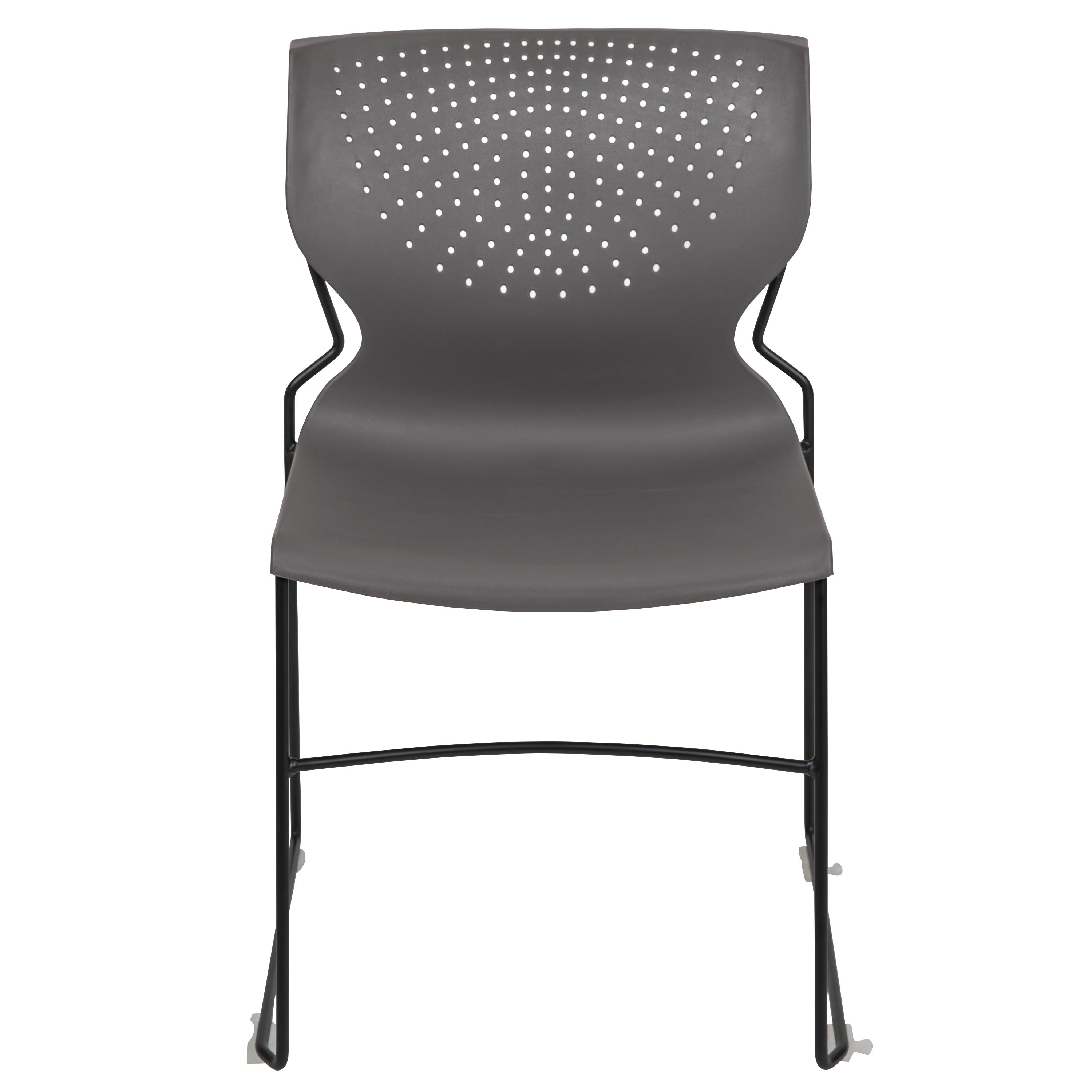 Flash Furniture HERCULES Series 5 Pack 661 lb. Capacity Gray Full Back Stack Chair with Black Powder Coated Frame