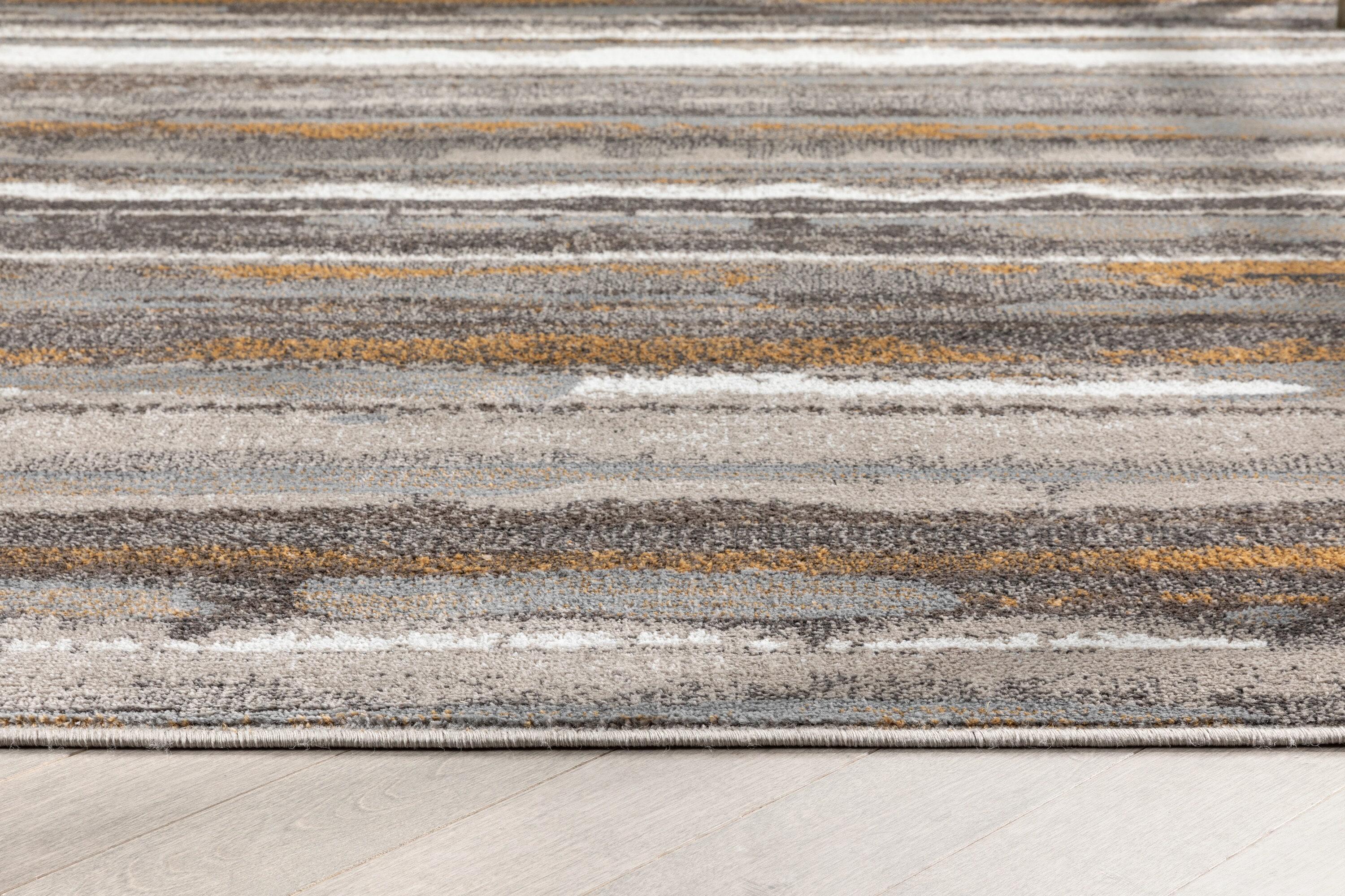 Wade Logan® Chimene Makai Modern Abstract Striped Gray Rug