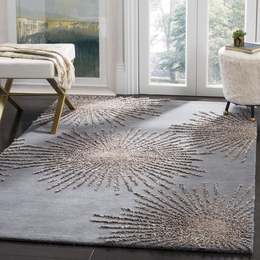 Soho SOH712 Hand Tufted Indoor Area Rug - Dark Grey/Silver - 5'x8' - Safavieh.