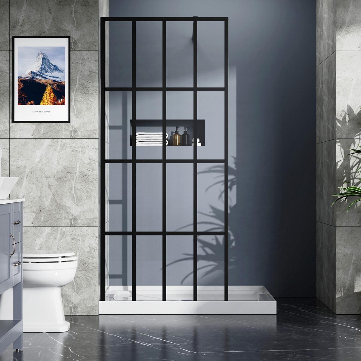LIYU Goodyo 34" X 72" Shower Door Walk-in Black Finish LIYU-XX-W122346711