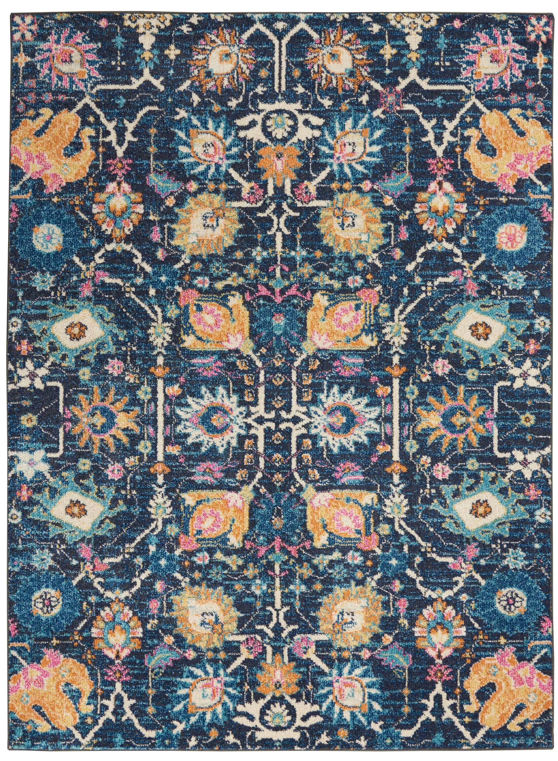 Nourison Passion Bohemian Indoor Rug Navy 5'3" x 7'3"