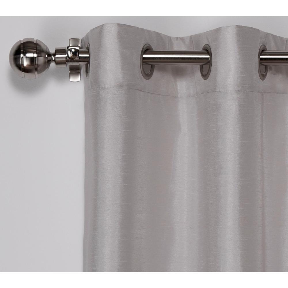 Set of 2 96"x54" Chateau Striped Faux Silk Grommet Top Window Curtain Panel Taupe: Room Darkening Drapes, Exclusive Home