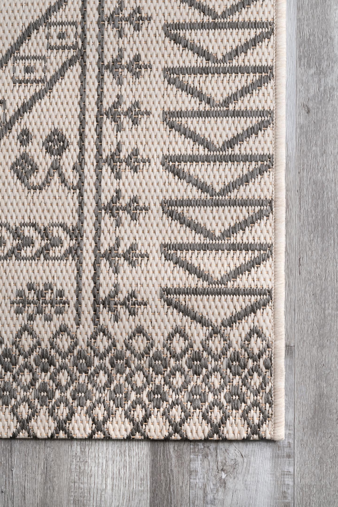Nuloom Kandace Geometric 6x9 Indoor/Outdoor Area Rug for Living Room Patio Deck Front Porch Kitchen, Ivory/Grey