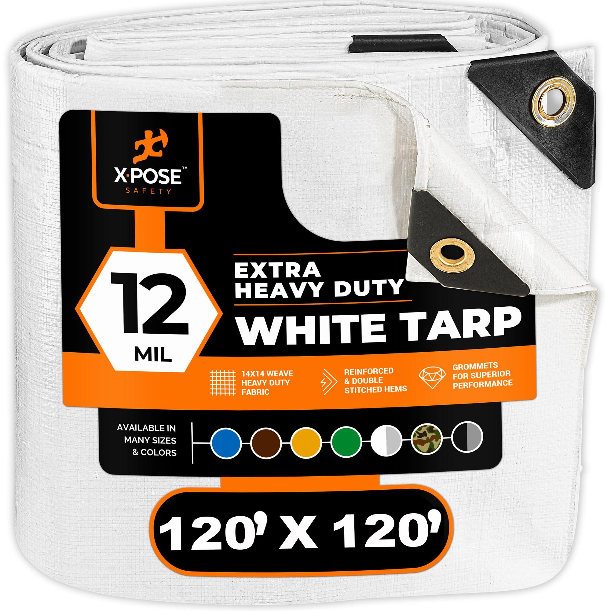 Extra Heavy Duty White Polyethylene Tarp with Brass Grommets 120' x 120'