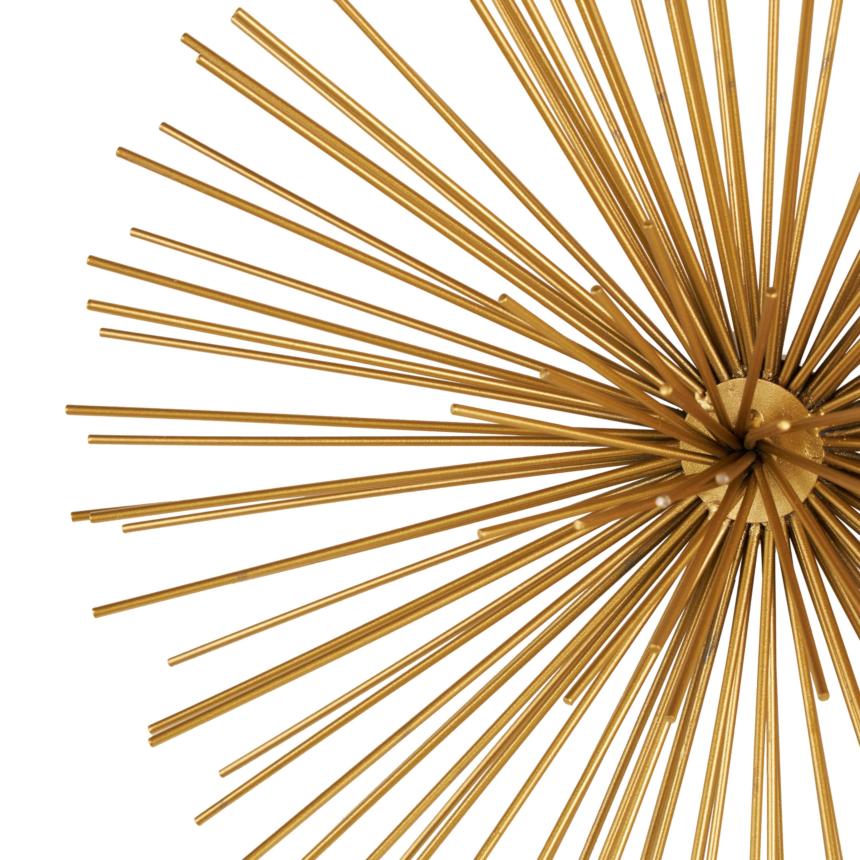 CosmoLiving by Cosmopolitan Gold Metal Starburst 3D Short Spike Home Wall Decor, Set of 3 6", 9", 12"W
