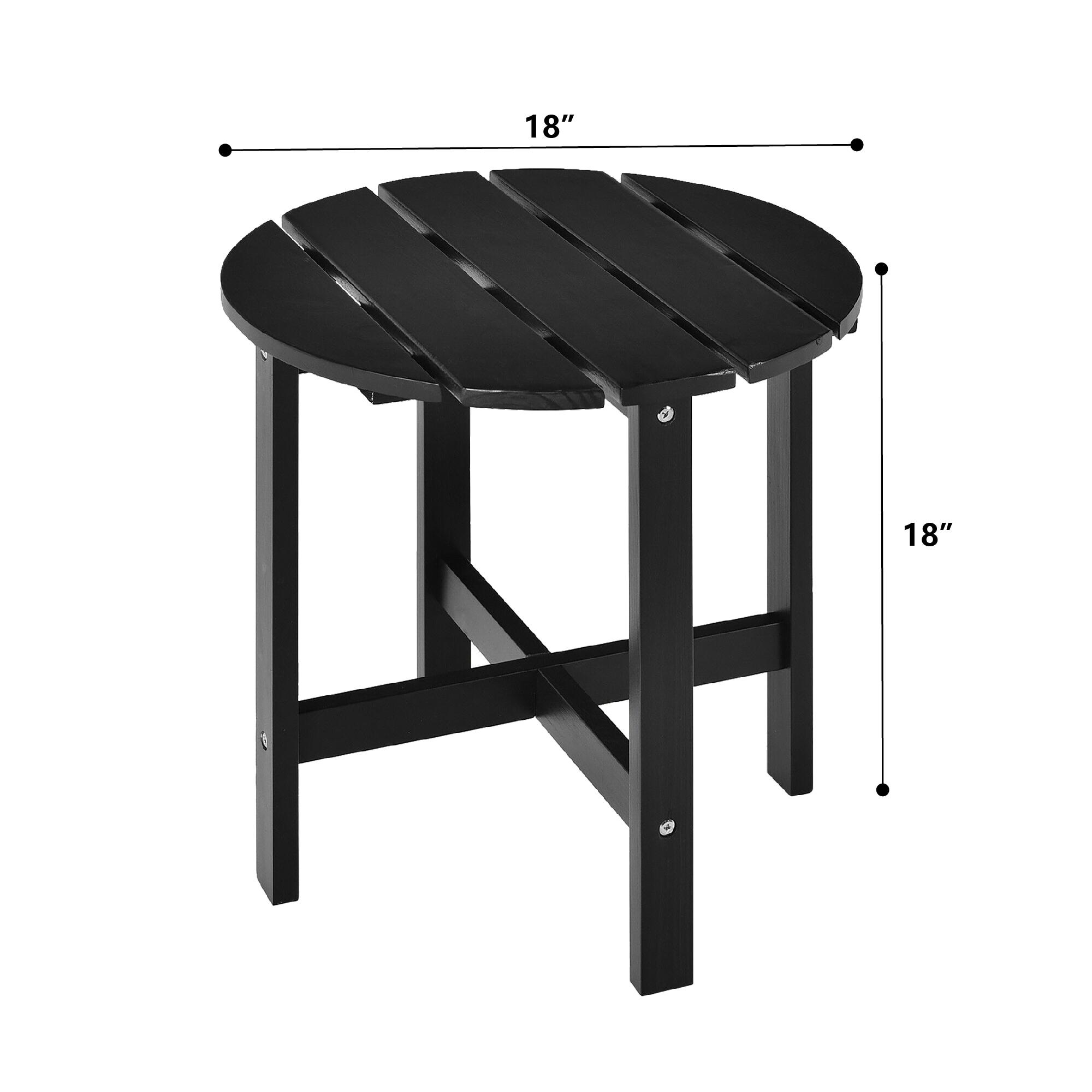 Costway 18'' Patio Round Side End Coffee Table Wooden Slat Garden Deck Black