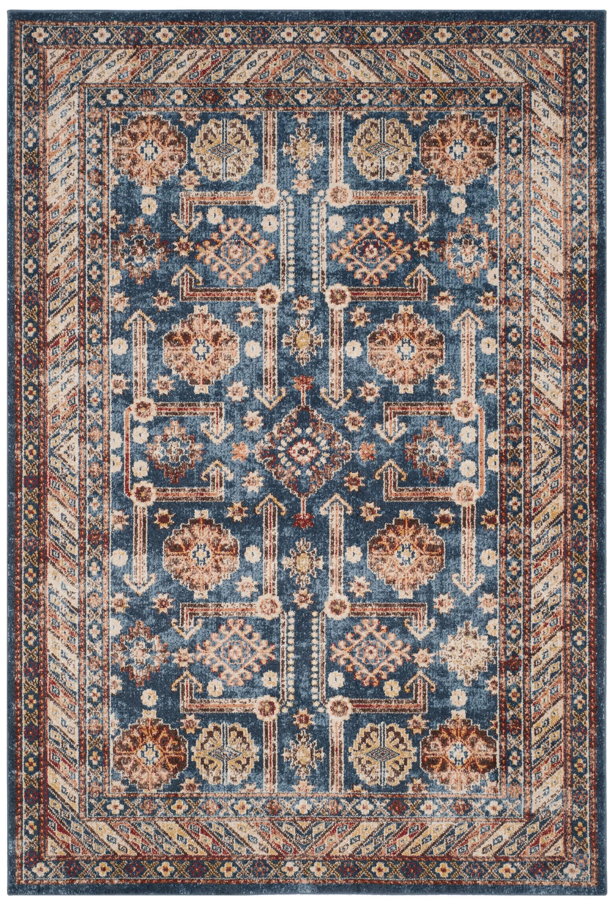 Bijar BIJ653 Power Loomed Indoor Area Rug - Royal/Ivory - 5'3"x7'6" - Safavieh