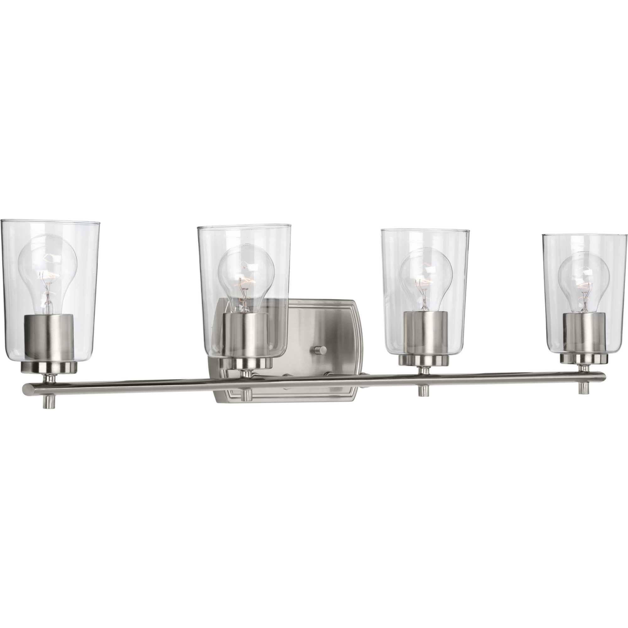 Progress Lighting Adley 4-Light Bath Vanity in Brushed Nickel with Clear Glass Shades