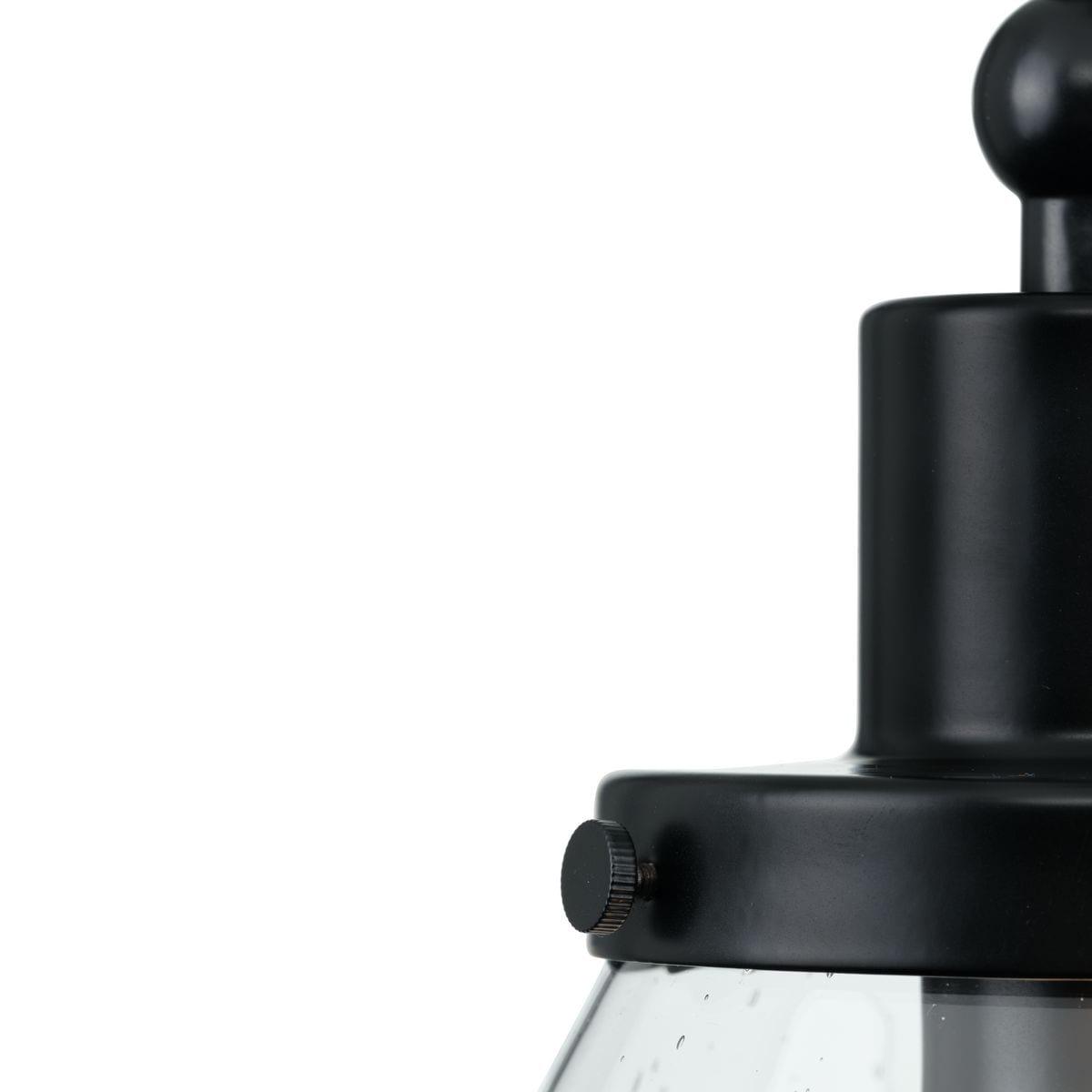 Progress Lighting Hinton 1-Light Industrial Pendant Light, Matte Black, Seeded Glass Shade