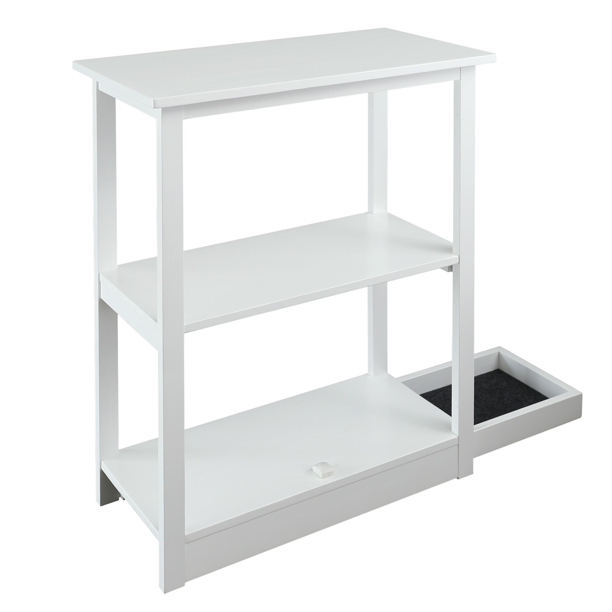 Casual Home  Adams 3-Shelf Bookcase with Concealed Sliding Track, Concealment Furniture - White