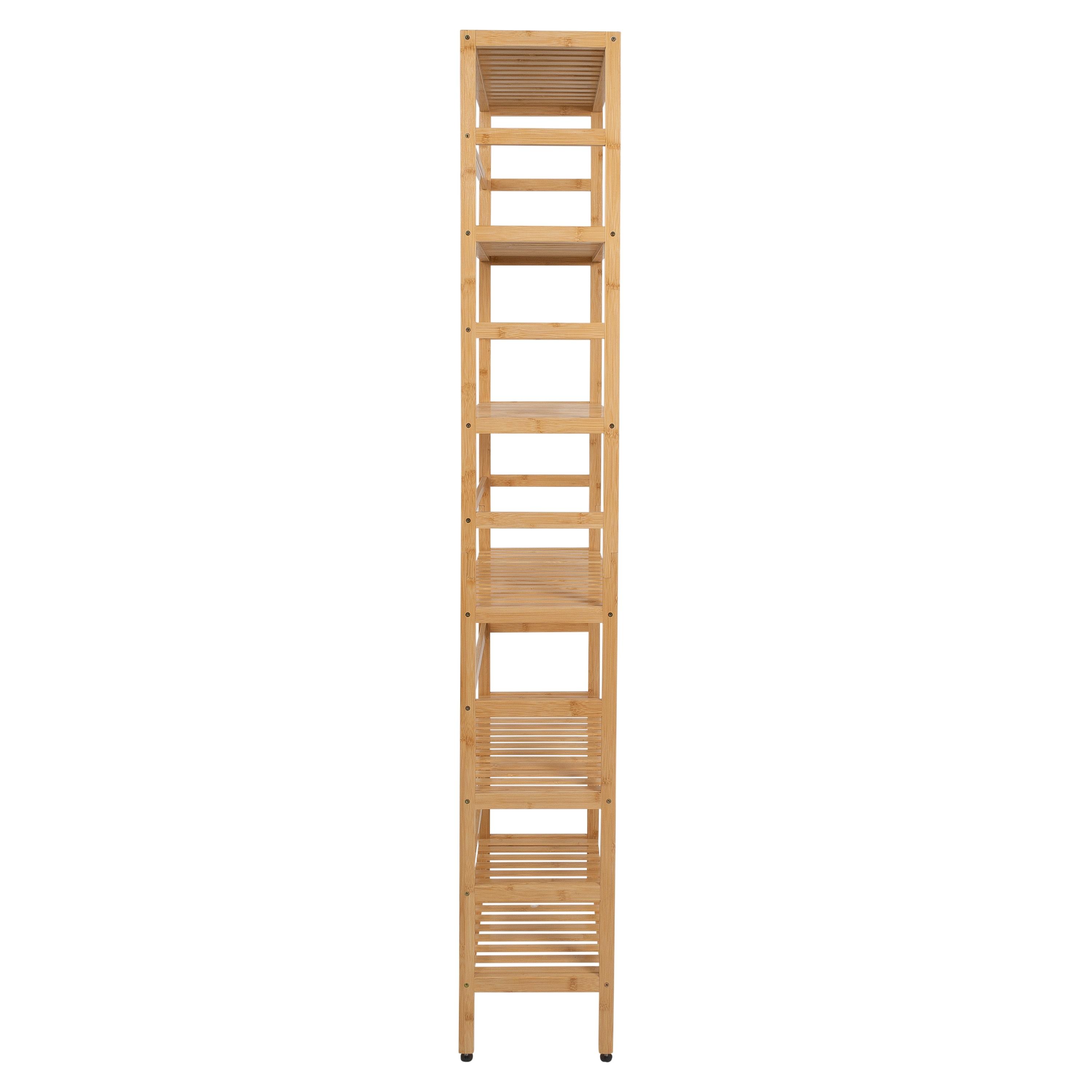 Honey-Can-Do 64" H 6-Tier Bamboo Storage Shelves, Natural, Holds up to 33 lb per Shelf