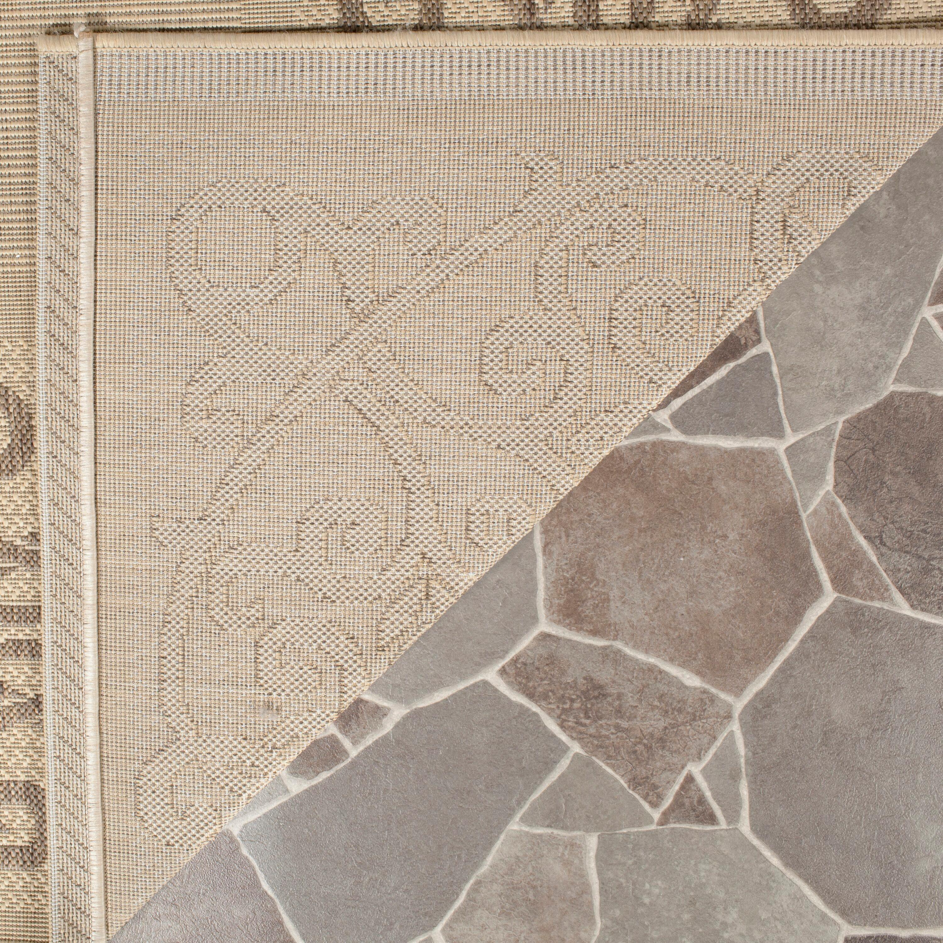 Courtyard CY1588 Power Loomed Indoor and Outdoor Area Rug - Natural/Brown - 4'x5'7" - Safavieh