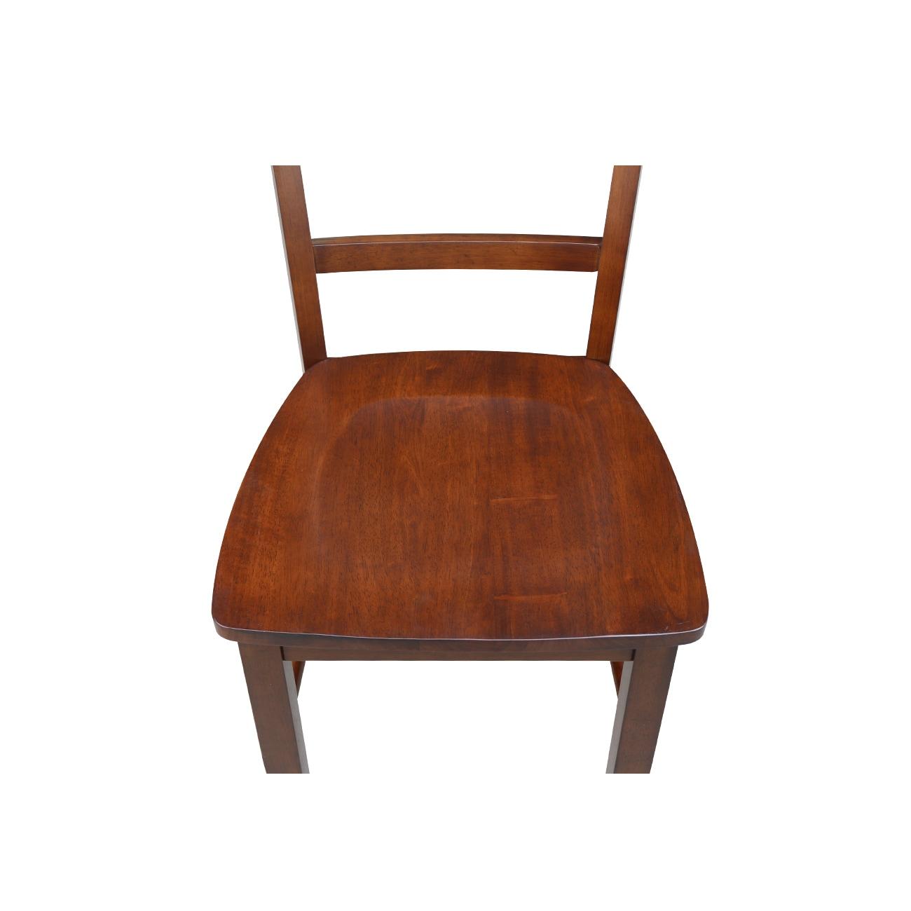 Set of 2 Madrid Ladderback Chairs Espresso - International Concepts: Rubberwood Frame, Mid-Century Modern Style