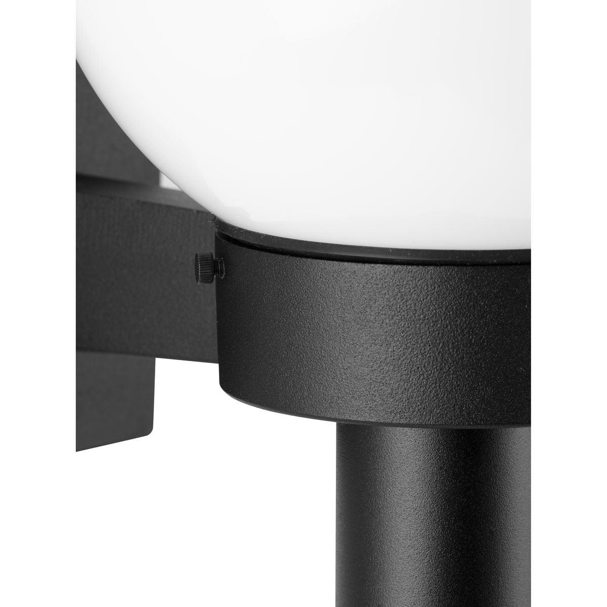 Progress Lighting Acrylic Globe 1-Light Wall Torch, Black Finish, White Globe