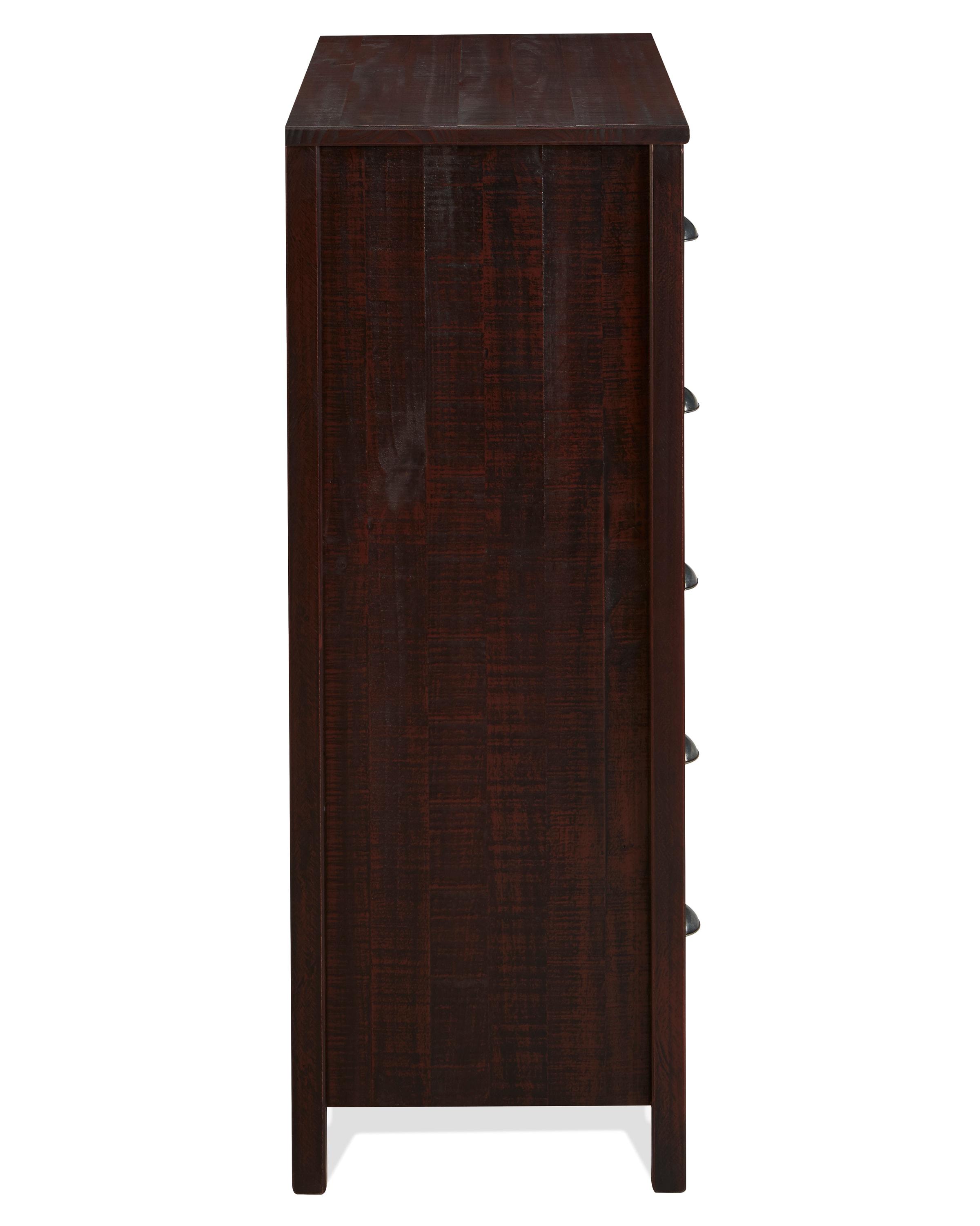Camaflexi Baja 5 Drawer Chest Wooden Night Stand Bedroom Dresser Storage Cabinet, Walnut