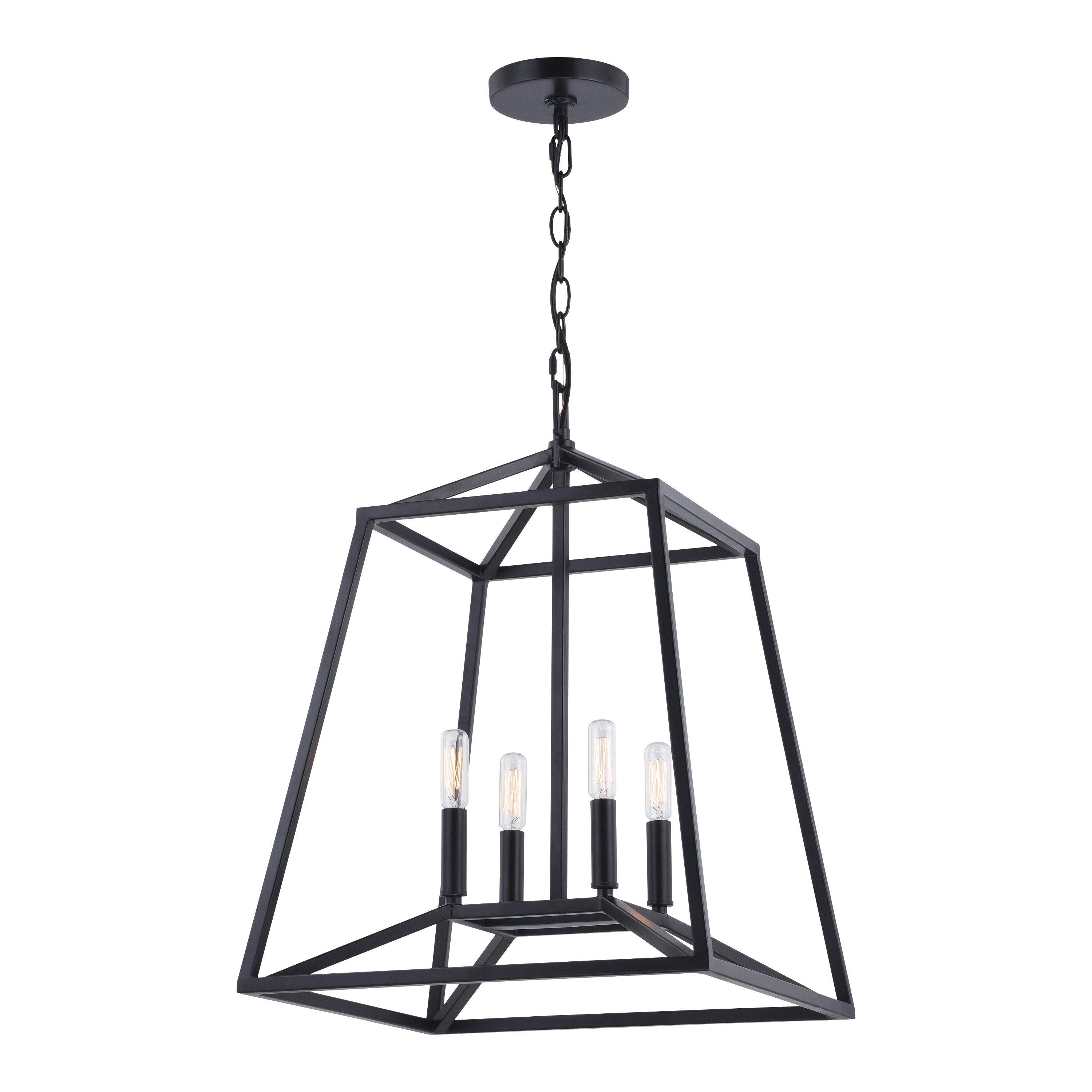 VAXCEL Hayes Black Farmhouse Mini Pendant Cage Lantern Ceiling Light, 16 inch
