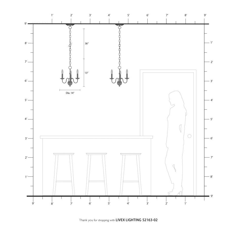 Livex Lighting Windsor 3 - Light Chandelier in  Polished Brass