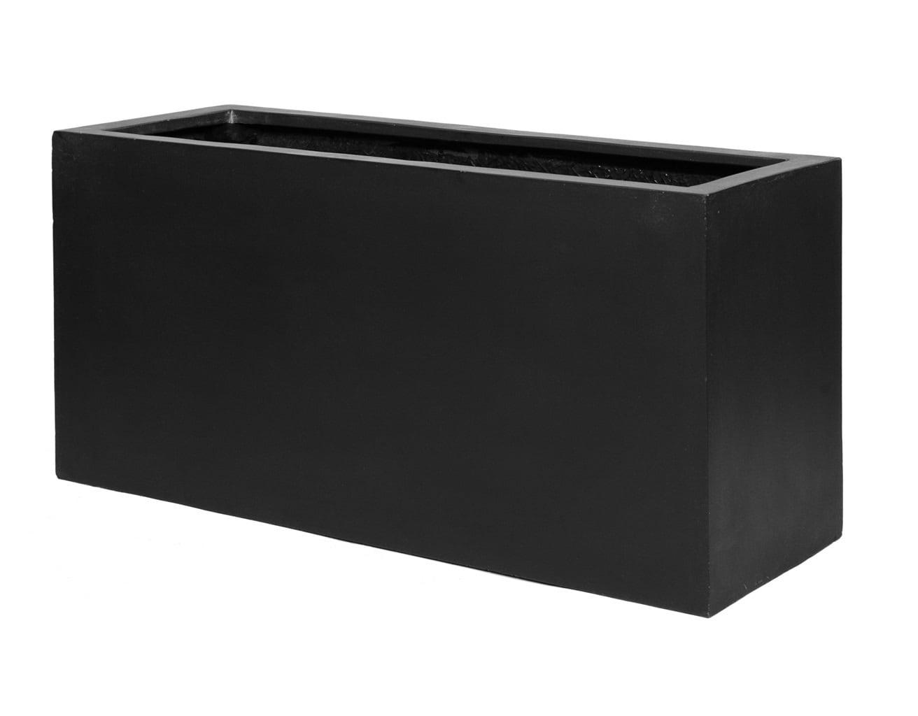 Pottery Pots USA Inc. Pottery Pots Jort Small Fiberstone Indoor Outdoor Modern Rectangle Planter, 16 Inch Tall Black 32"