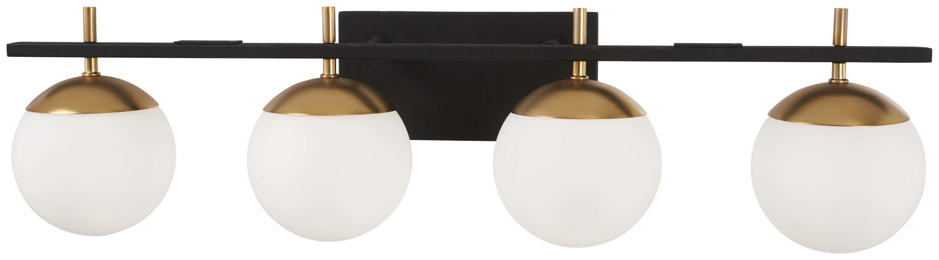 George Kovacs Lighting Alluria 4 - Light Vanity in  Weathered Black W/Autumn Gold