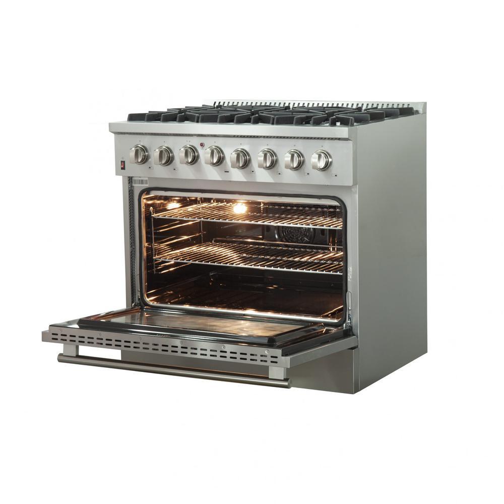 Galiano 36-inch Dual Fuel Range Stainless Steel, 6 Burners, 5.36 cu.ft. True Convection Oven