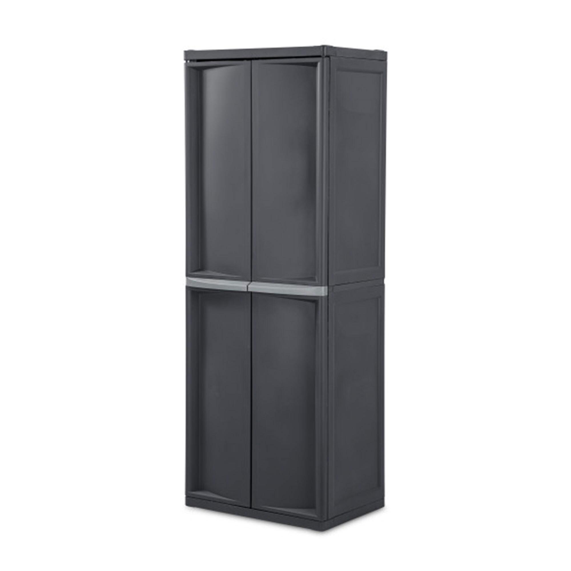 Sterilite Sterilite Adjustable 4-Shelf Gray Storage Cabinet With Doors (Set of 2)