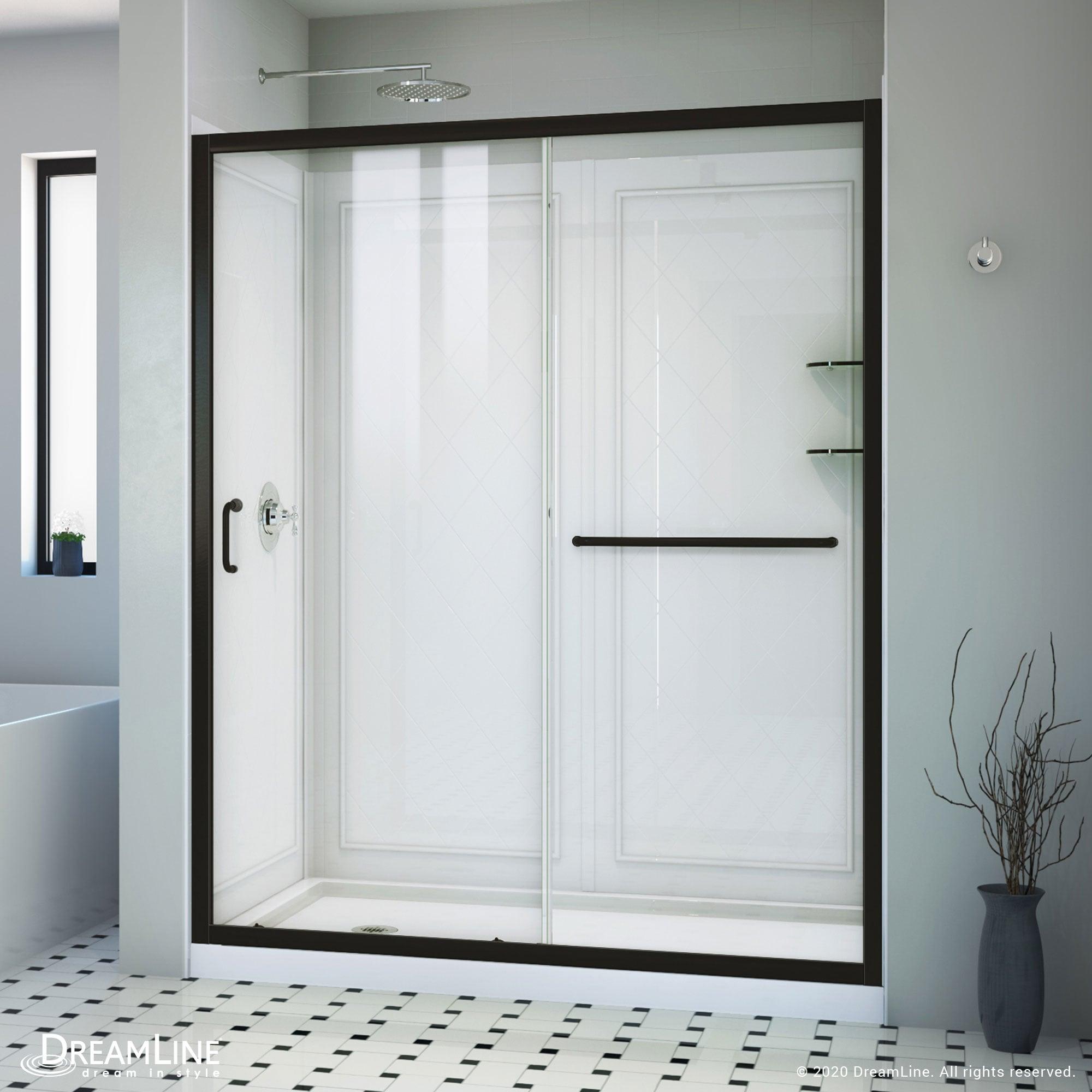 Infinity-Z 60" W x 36" D x 76.75" H Semi-Frameless Rectangle Shower Enclosure with Towel Bar