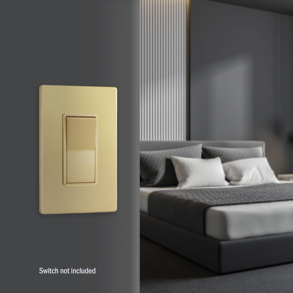ENERLITES Elite Series Screwless Decorator Wall Plate, Child Safe Outlet Cover, Gloss Finish, Standard Size 1-Gang, Unbreakable Polycarbonate Thermoplastic, Gold