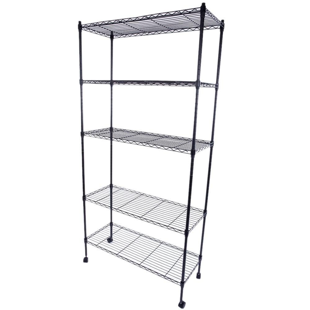 Ktaxon Black 5 Tier Rolling Steel Shelving Unit Wire Shelves Garage Shelving Storage Racks,On wheels