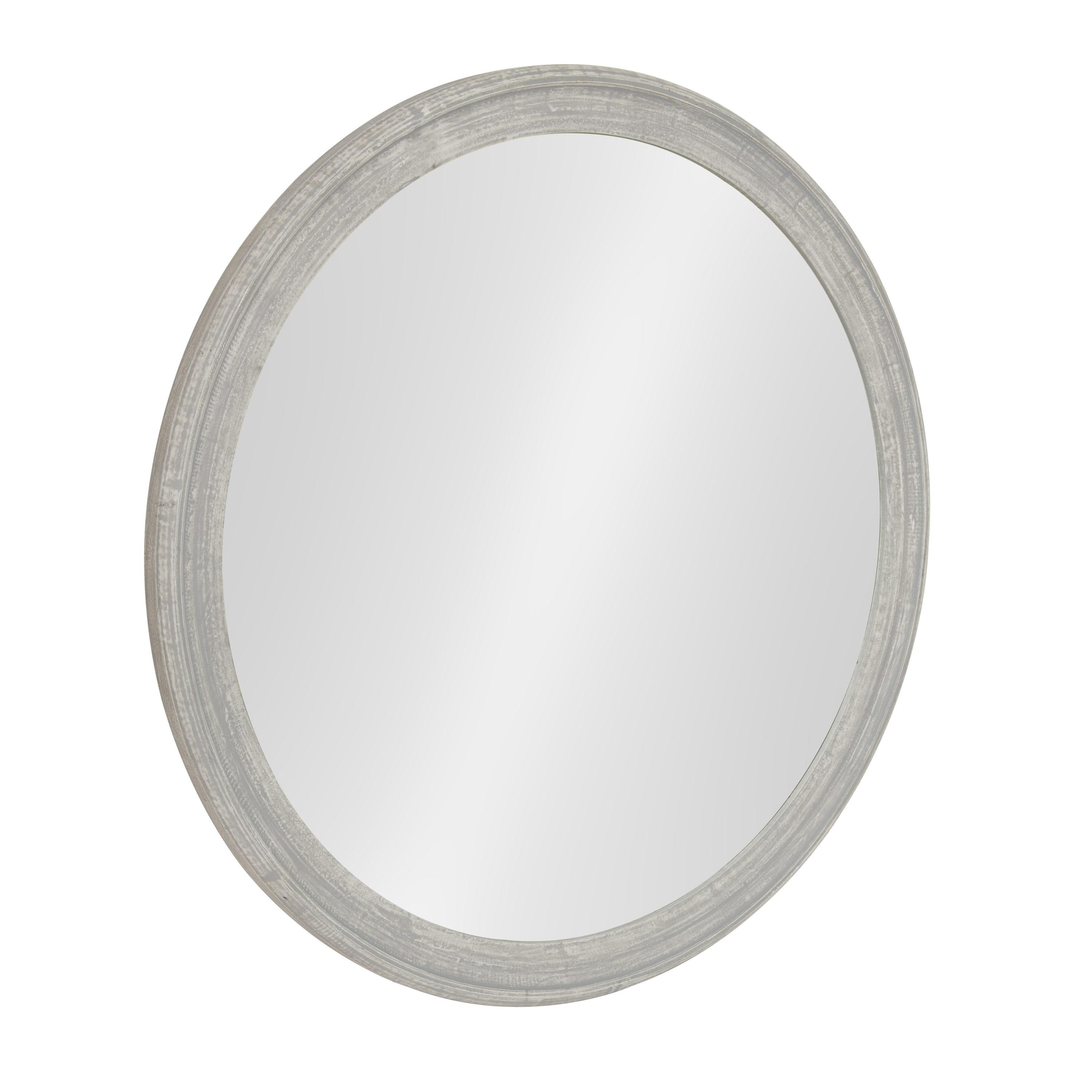 28" x 28" Mansell Circular Shaped Hanging Wood Wall Mirror Gray - Kate and Laurel