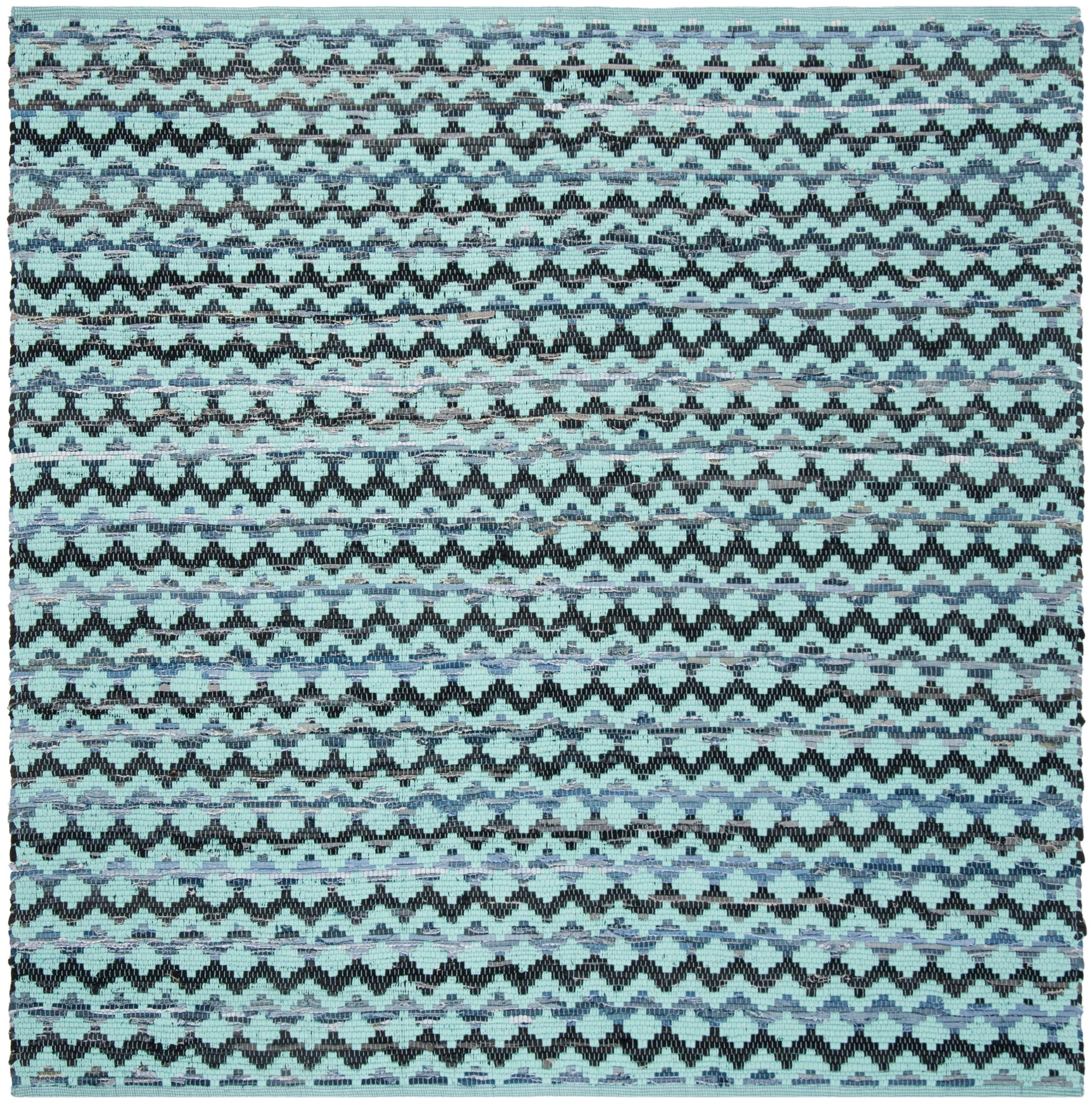Montauk MTK120 Hand Woven Indoor Area Rug - Turquoise/Blue/Black - 6'x6' - Safavieh