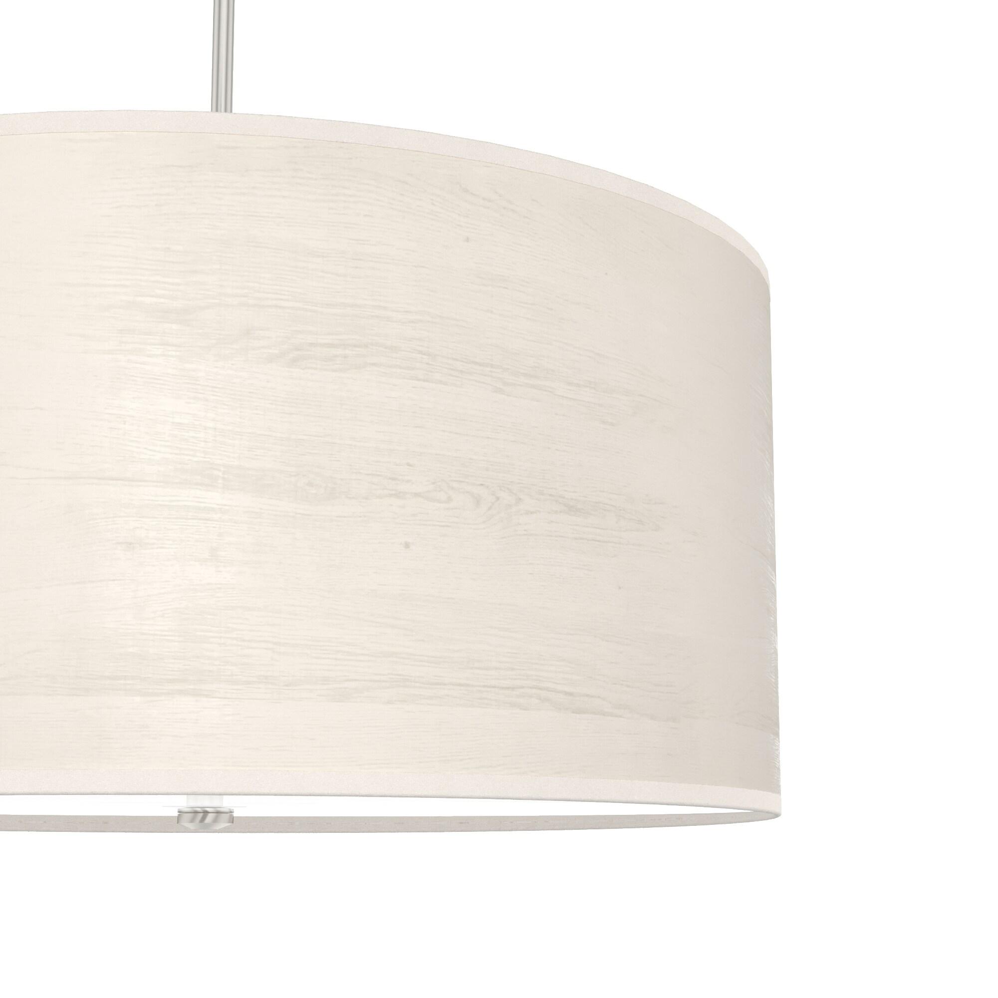 Modern Glass and Nickel Drum LED Pendant Light, 24-inch