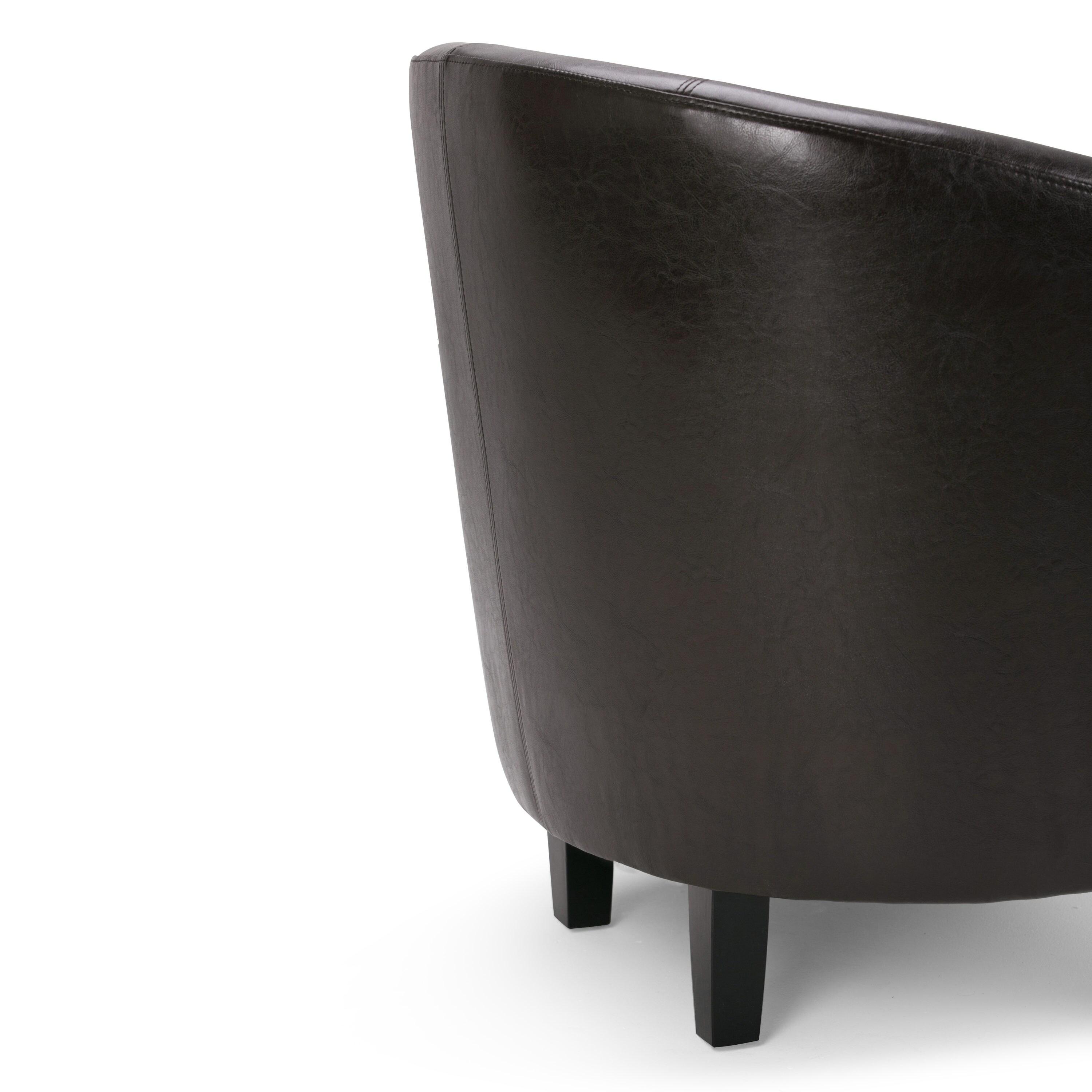 Simpli Home Austin 30"W Upholstered Vegan Faux Leather Contemporary Tub Accent Chair with High Arms and Deep Seat