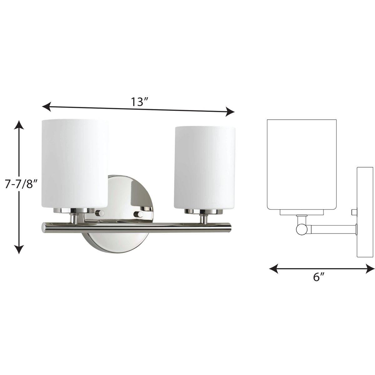 Progress Lighting Replay Collection 2-Light Bath Vanity, Polished Nickel, Shade Included