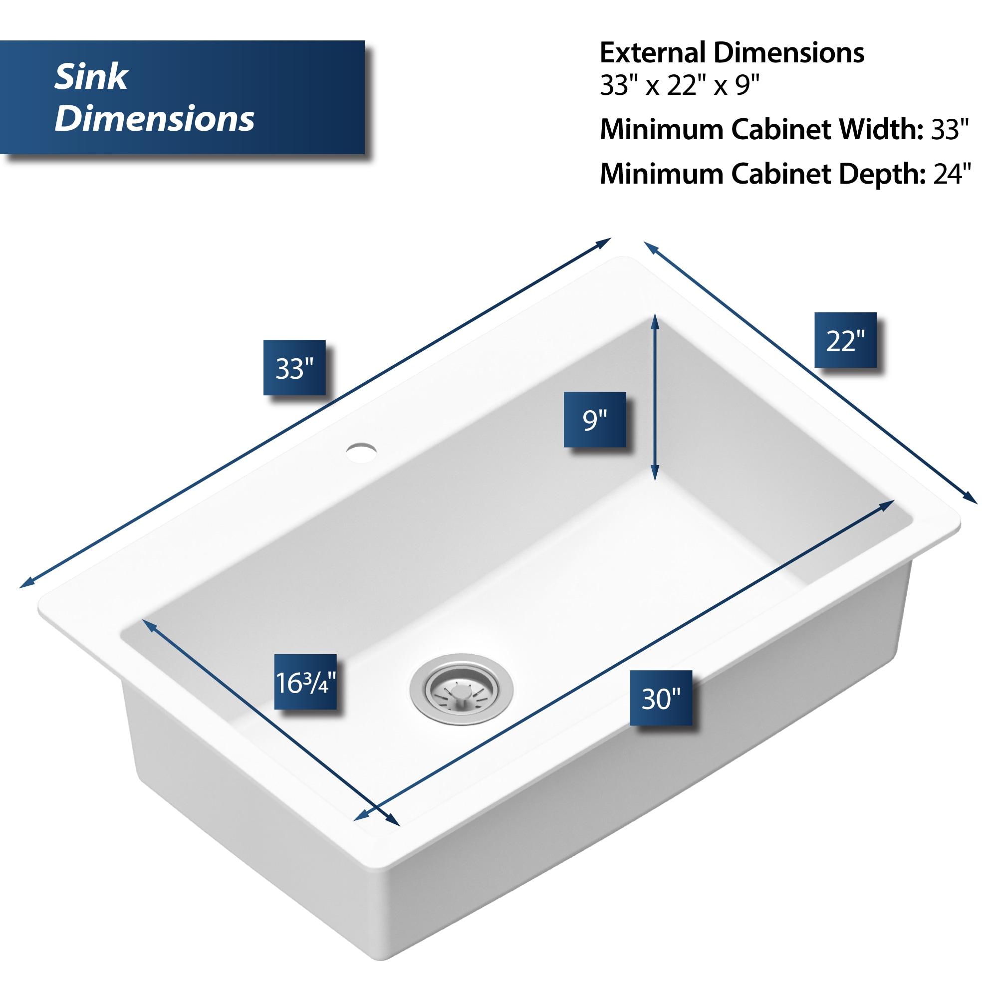 Karran Quartz 33'' X 22'' Large Single Bowl Drop-in Kitchen Sink